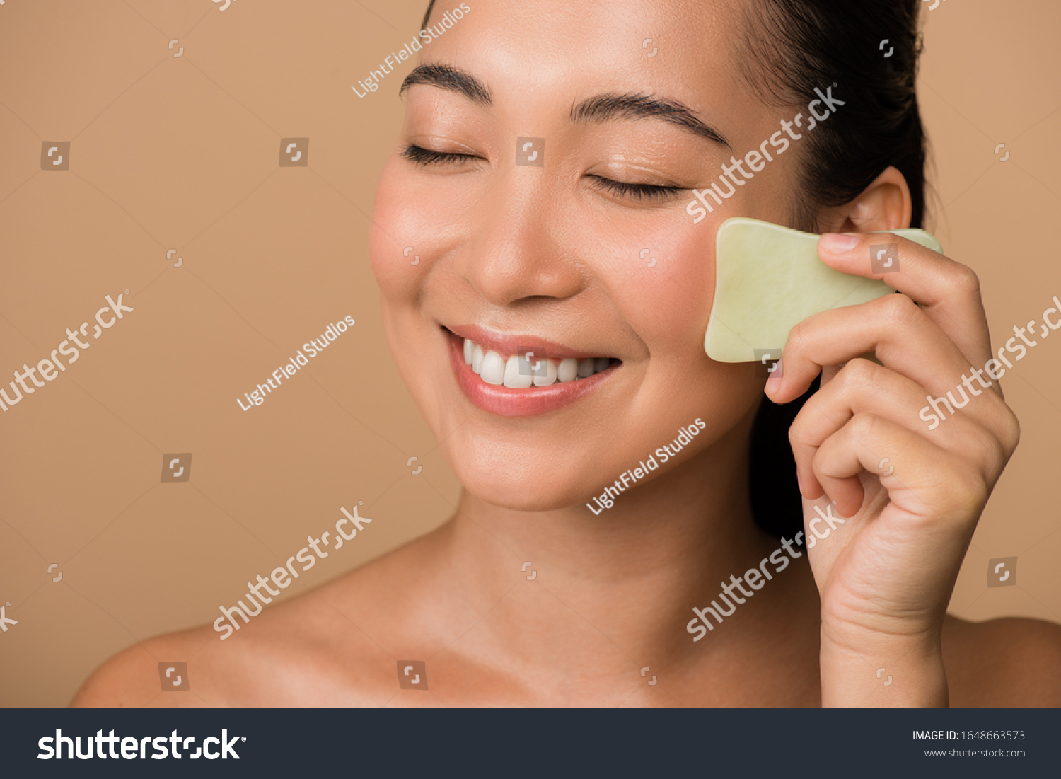 Smiling Beautiful Naked Asian Girl Closed Stock Photo Shutterstock