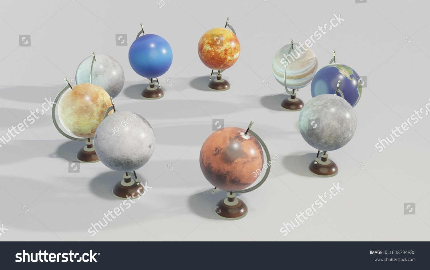 3d Illustration Globes Solar System Earth Stock Illustration 1648794880 ...