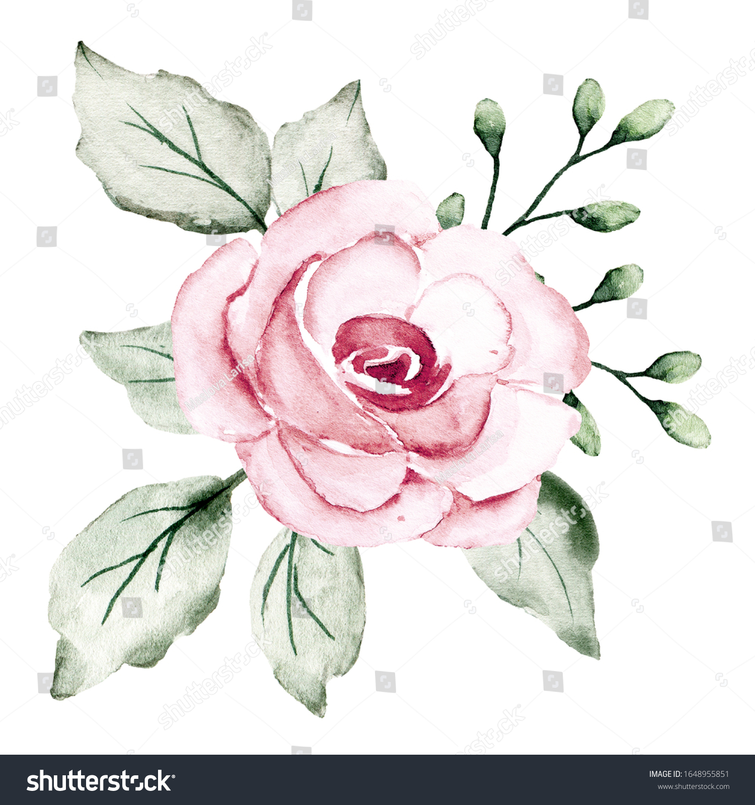 Pink Flower Watercolor Floral Clip Art Stock Illustration Shutterstock