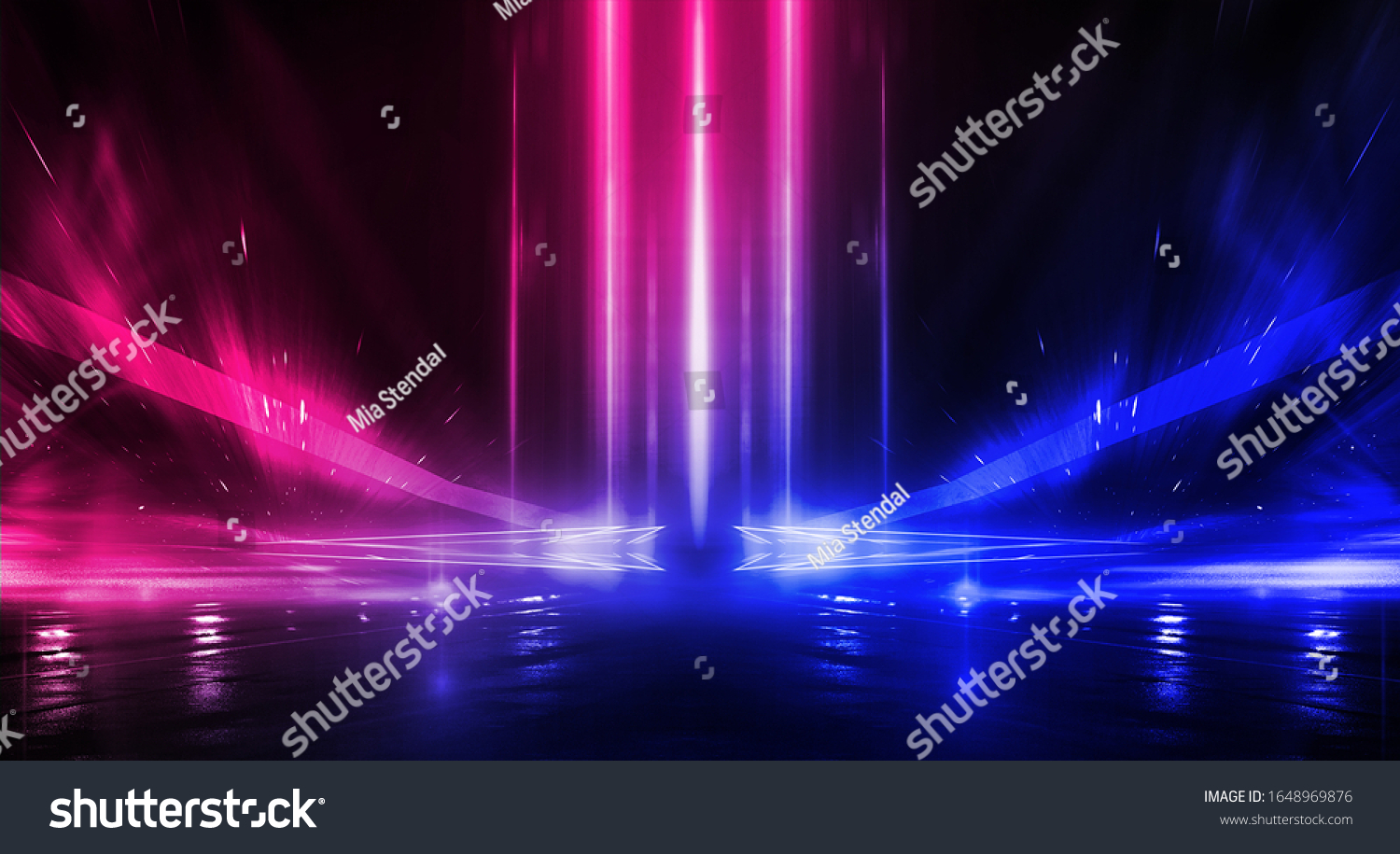 Background Empty Stage Show Neon Blue Stock Photo 1648969876 | Shutterstock