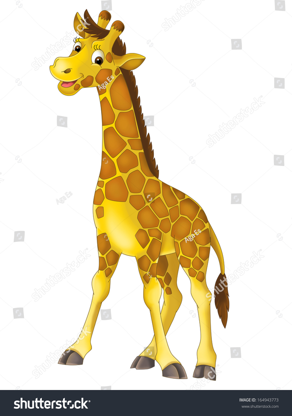 Cartoon Happy Giraffe On White Background Stock Illustration 164943773 ...