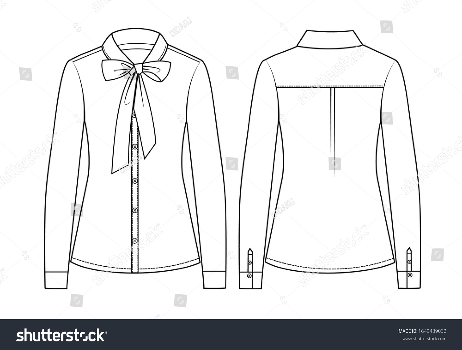 Long Sleeve Shirts Fashion Flat Sketch Stock Vector (Royalty Free ...