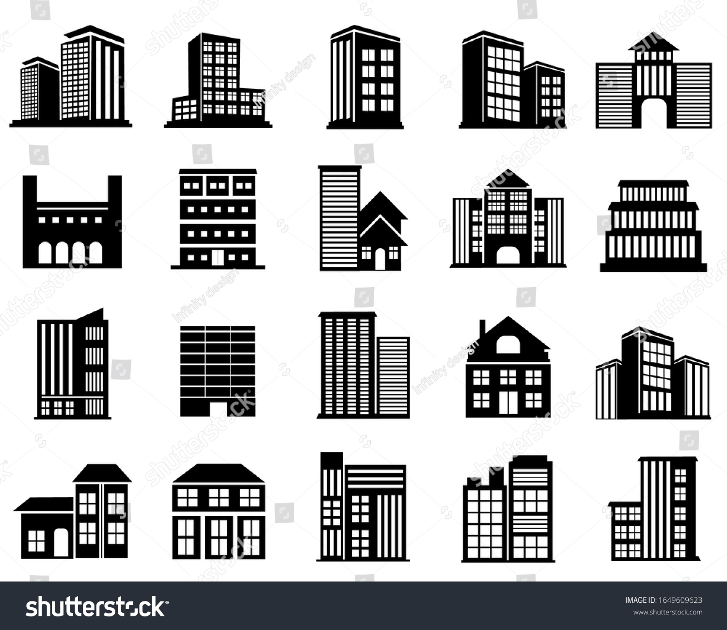 25 Set Building Icon Vector Illustration Stock Vector (Royalty Free ...