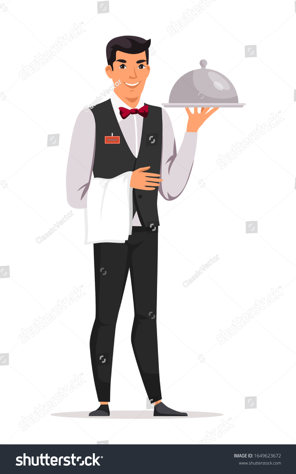 Friendly Smiling Waiter Restaurant Cheerful Man Stock Vector (Royalty ...