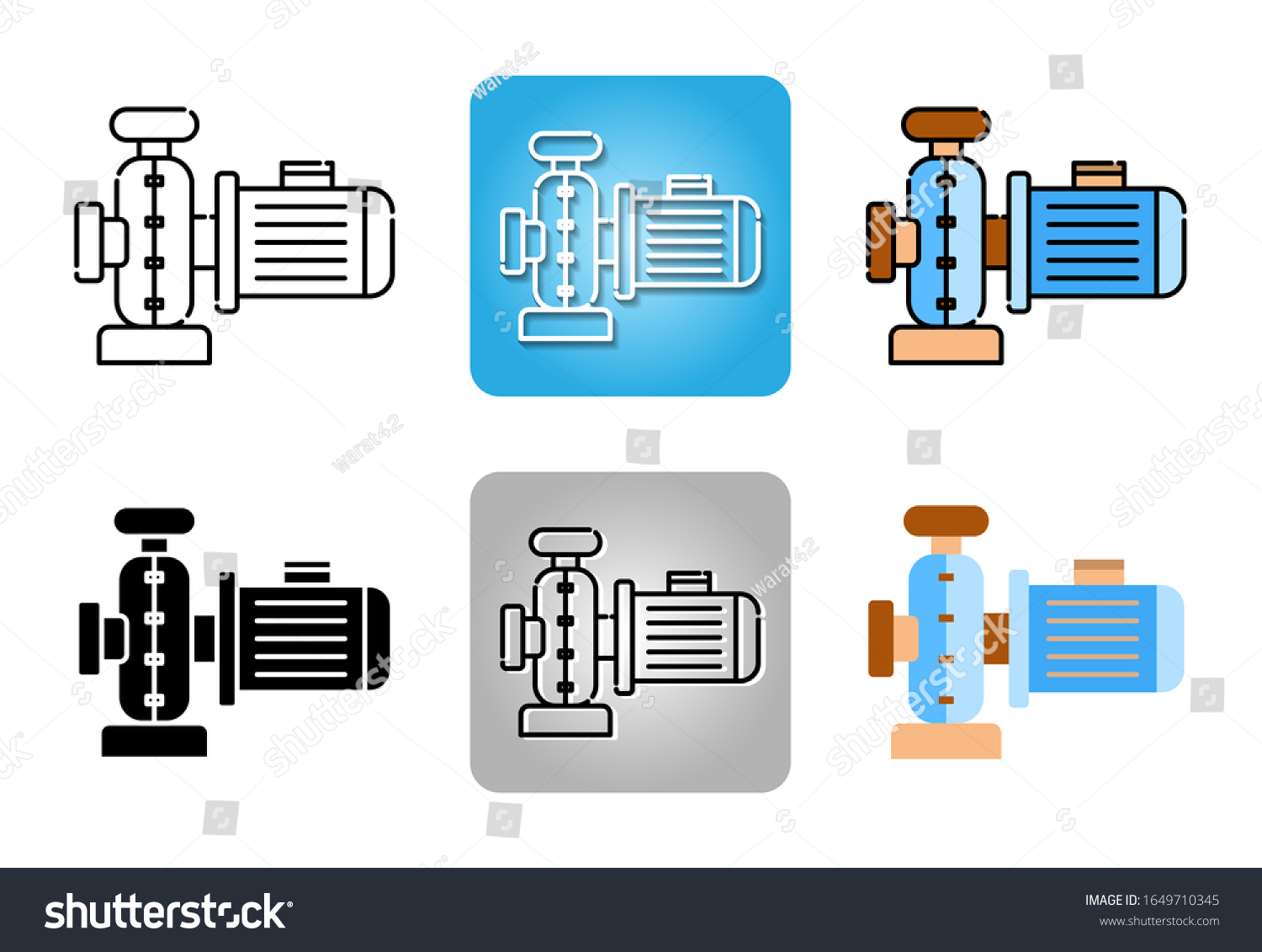 Water Pump Station Icon Set Isolated: เวกเตอร์สต็อก (ปลอดค่าลิขสิทธิ์ ...