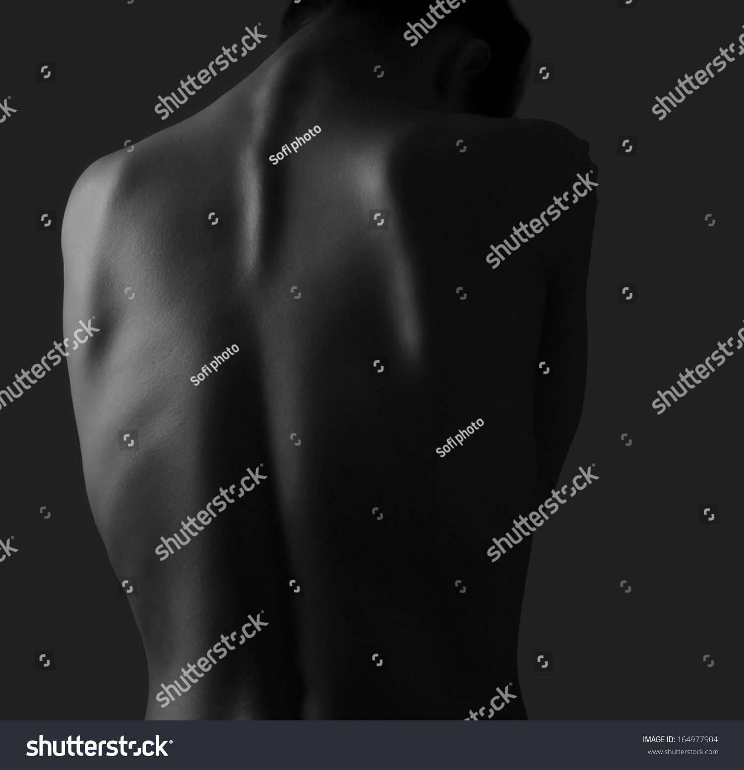 Beautiful Woman Back On Dark Background Stock Photo 164977904 ...