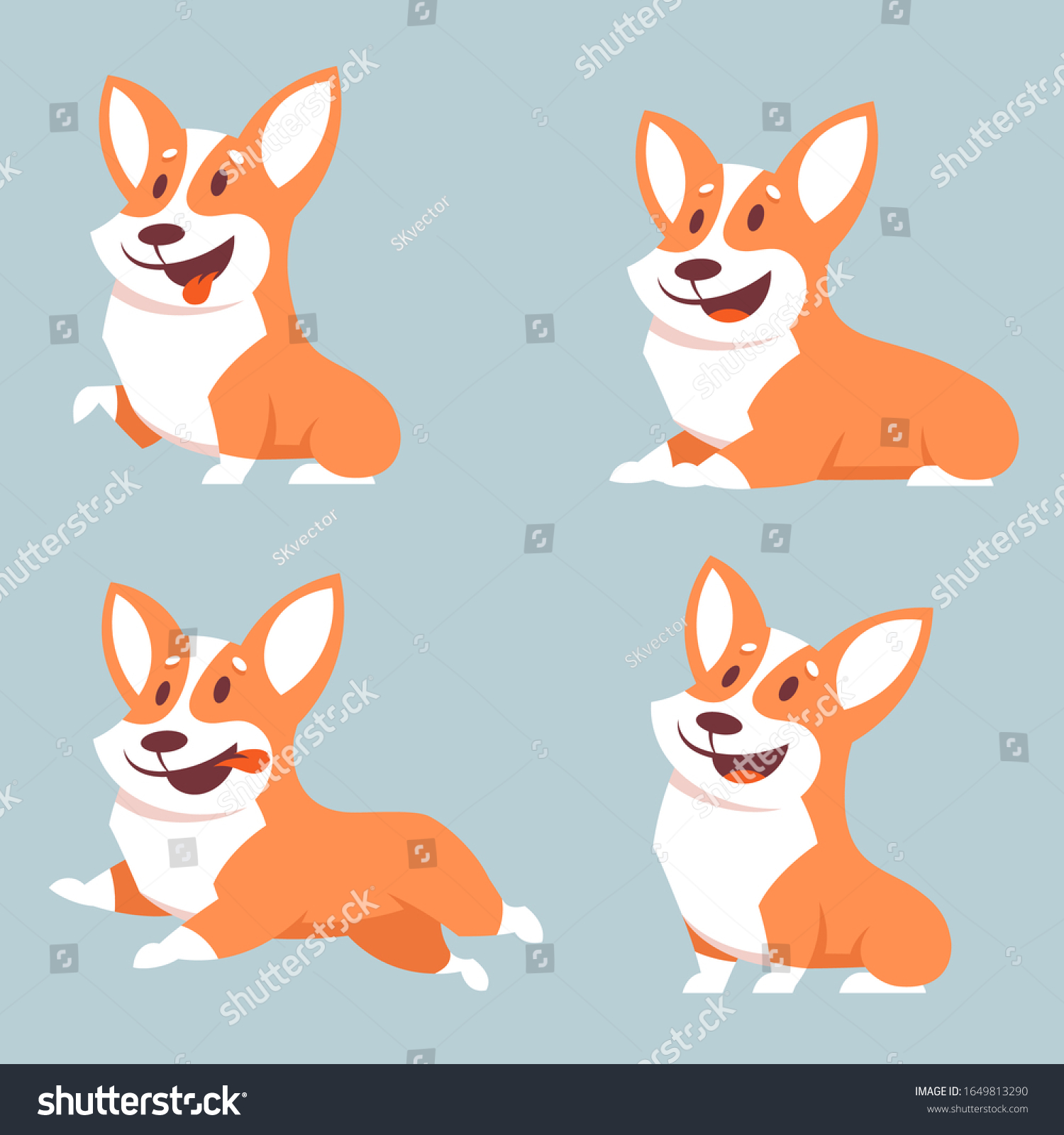 Corgi Different Poses Flat Vector Set Stock Vector (Royalty Free ...