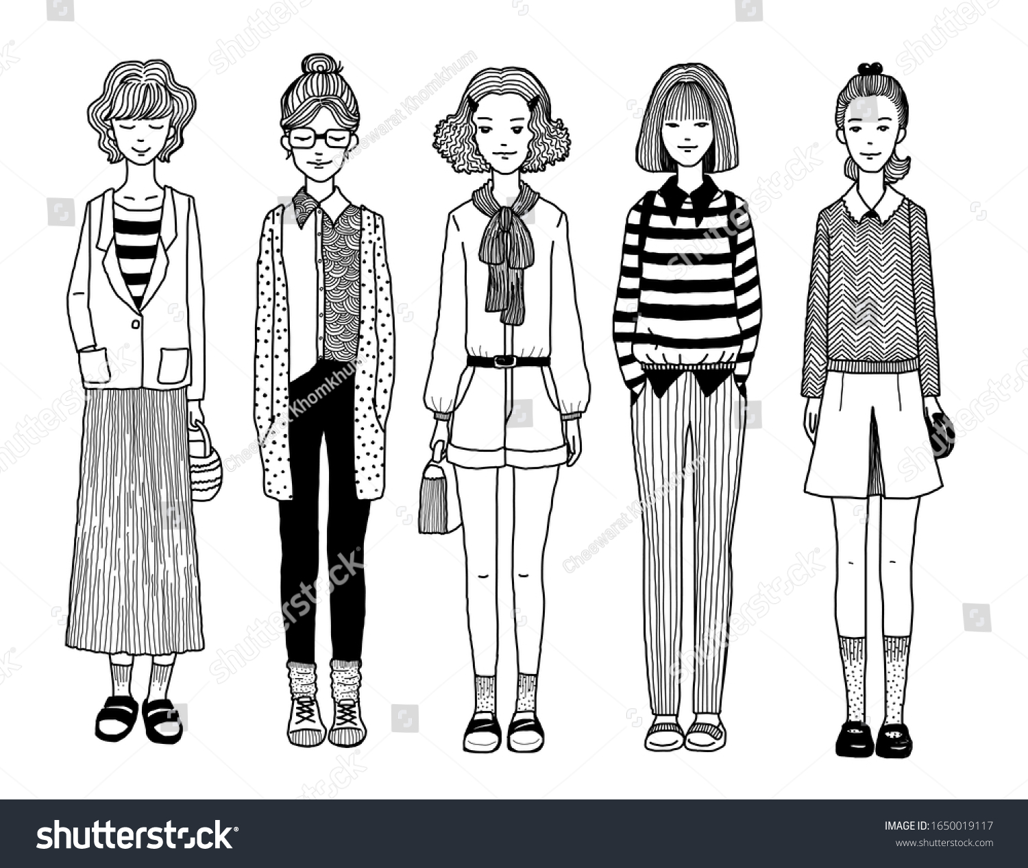 Group Street Style Women Isolated Vector Stock Vector (Royalty Free ...