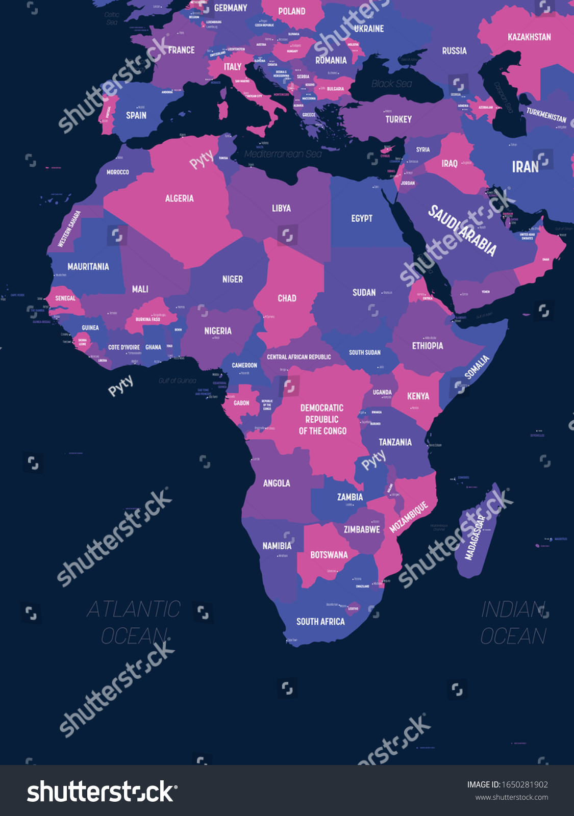 Africa Map High Detailed Political Map Stock Vector Royalty Free 1650281902 Shutterstock 9888