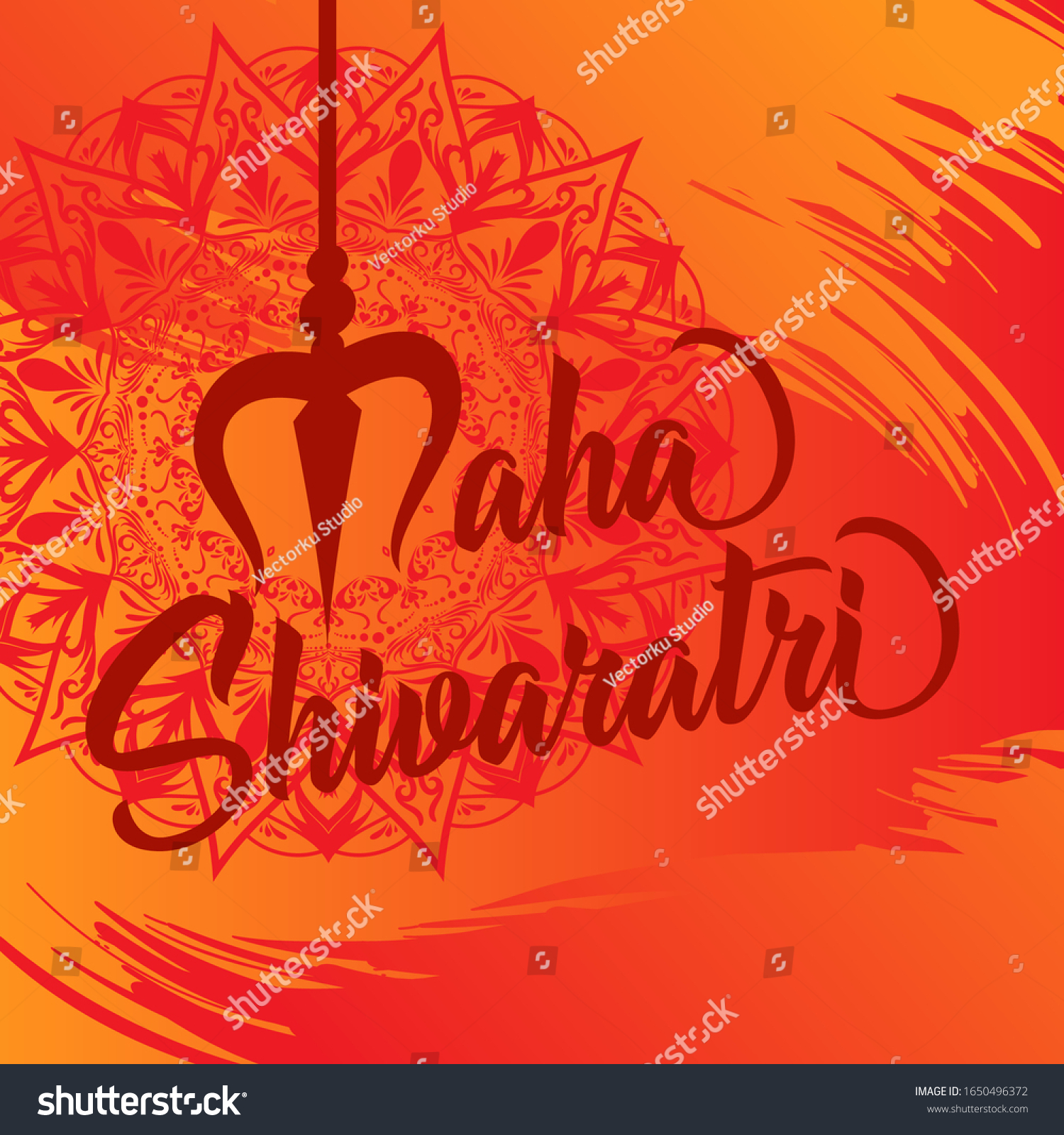 Happy Maha Shivaratri Vector Background Trisula Stock Vector Royalty Free 1650496372 3195