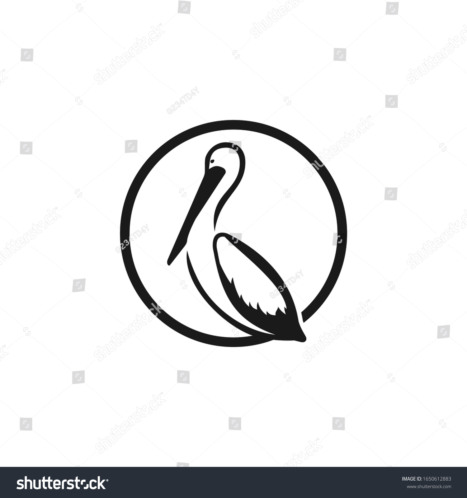 Artistic Stylized Pelican Icon Pelican Cirlce Stock Vector Royalty