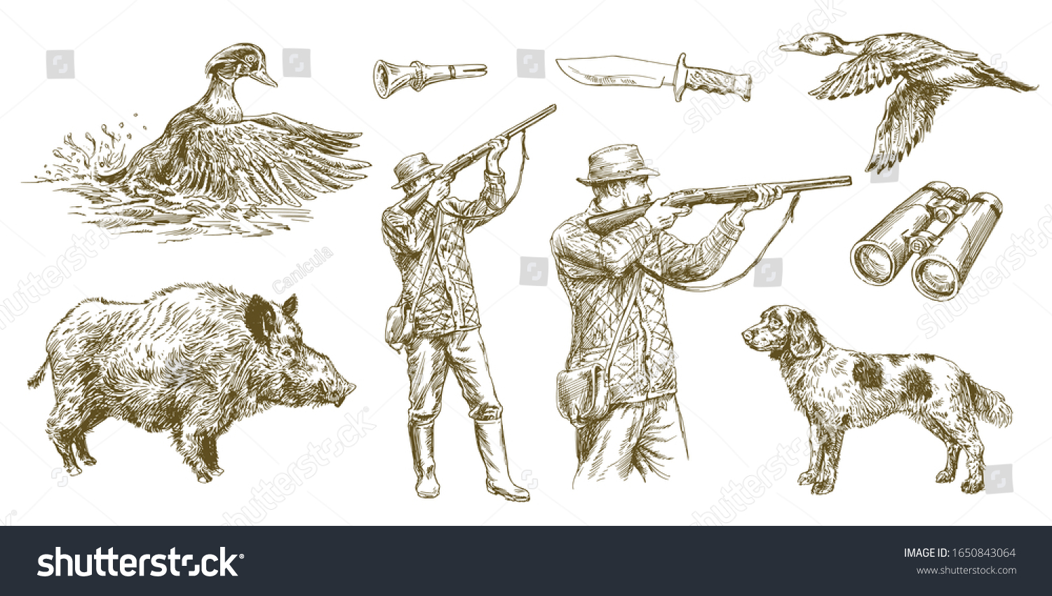 Рисунок стреляющий из ружья в животных
