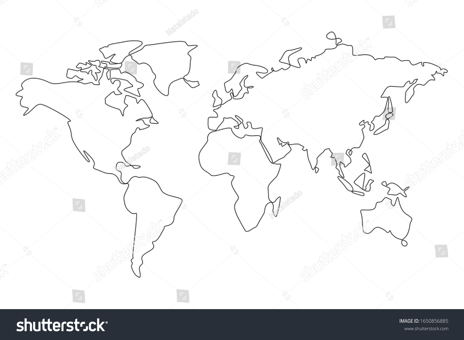 World Map One Line Drawing On Stock Vector (Royalty Free) 1650856885 ...