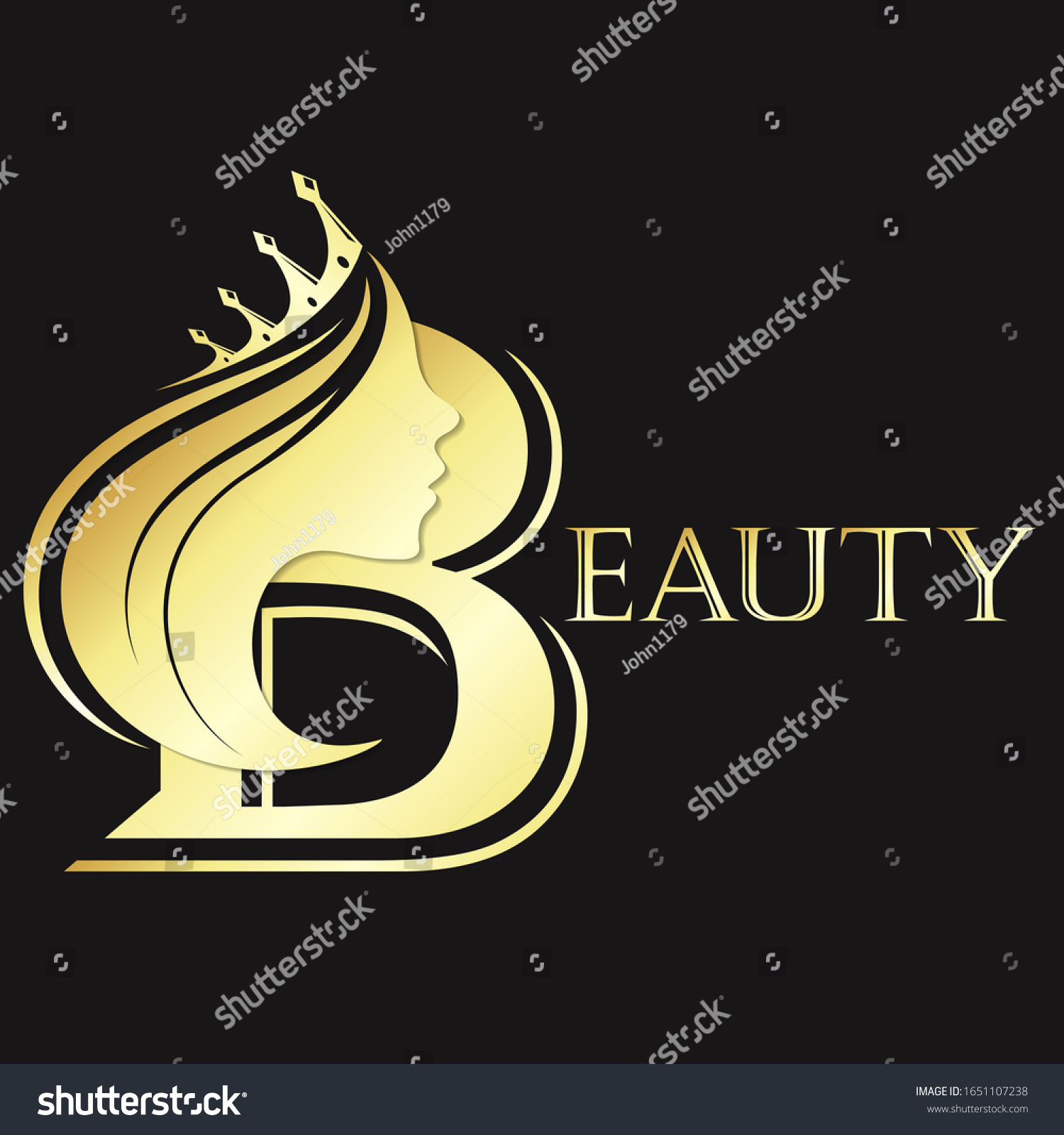 Girl Hairstyle Silhouette Golden Crown Beauty Stock Vector (Royalty ...