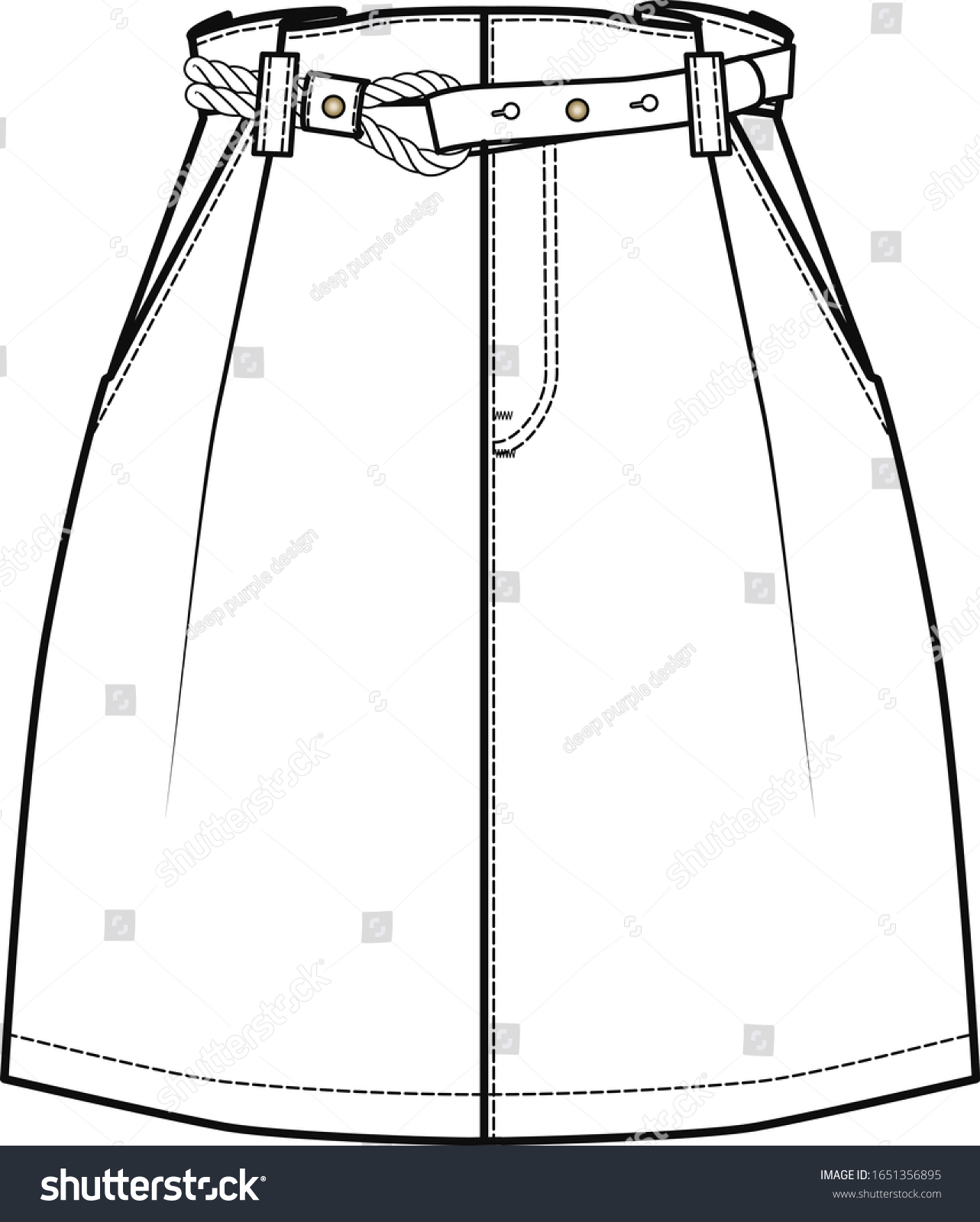Skirt Flat Sketch Template Fashion Technical Stock Vector (Royalty Free ...