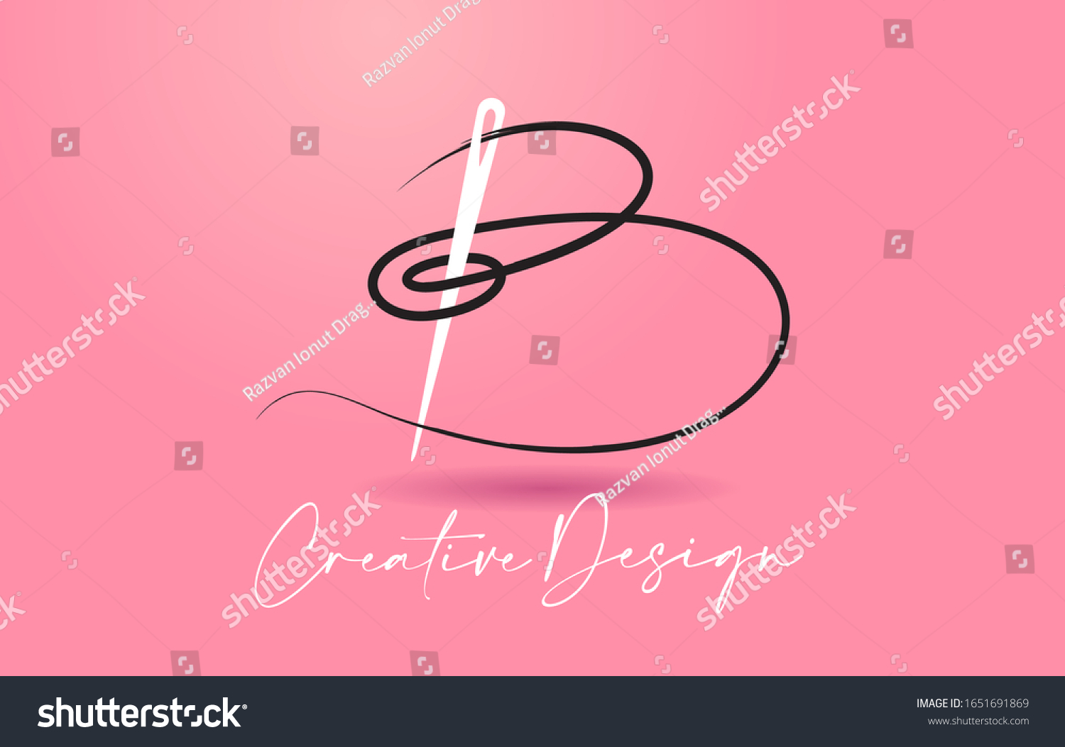 B Letter Logo Needle Thread Creative Stock Vector (Royalty Free ...