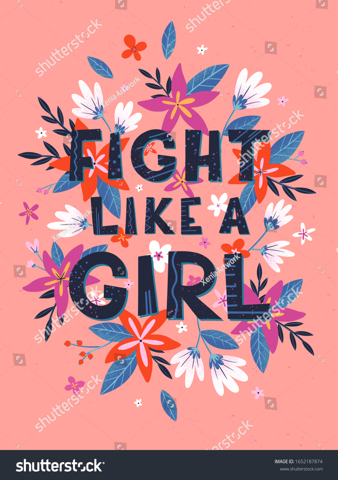Fight Like Girl Vector Illustration Stylish Stock Vector Royalty Free Shutterstock