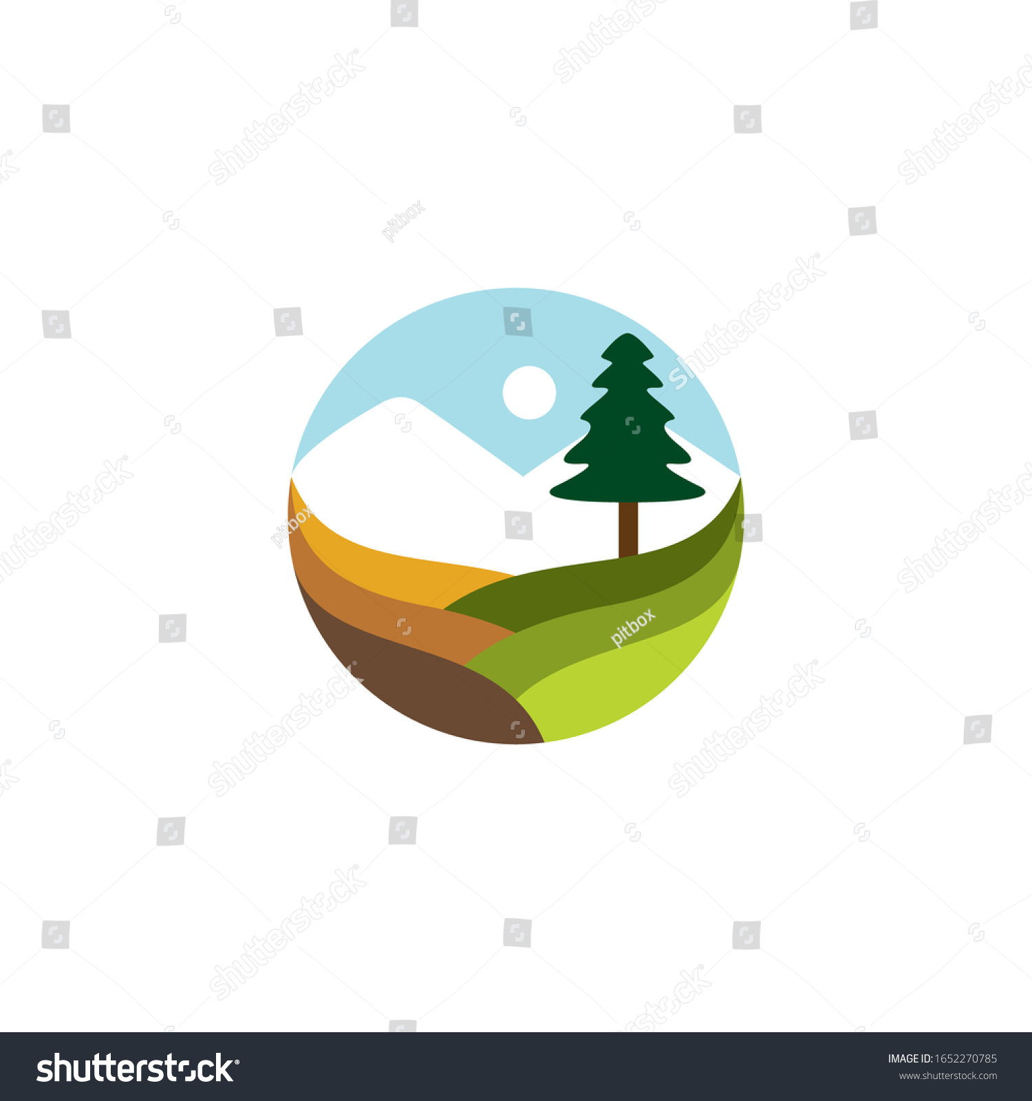 Landscaping Logo Vector Garden Tree Mountain Stock Vector (royalty Free 