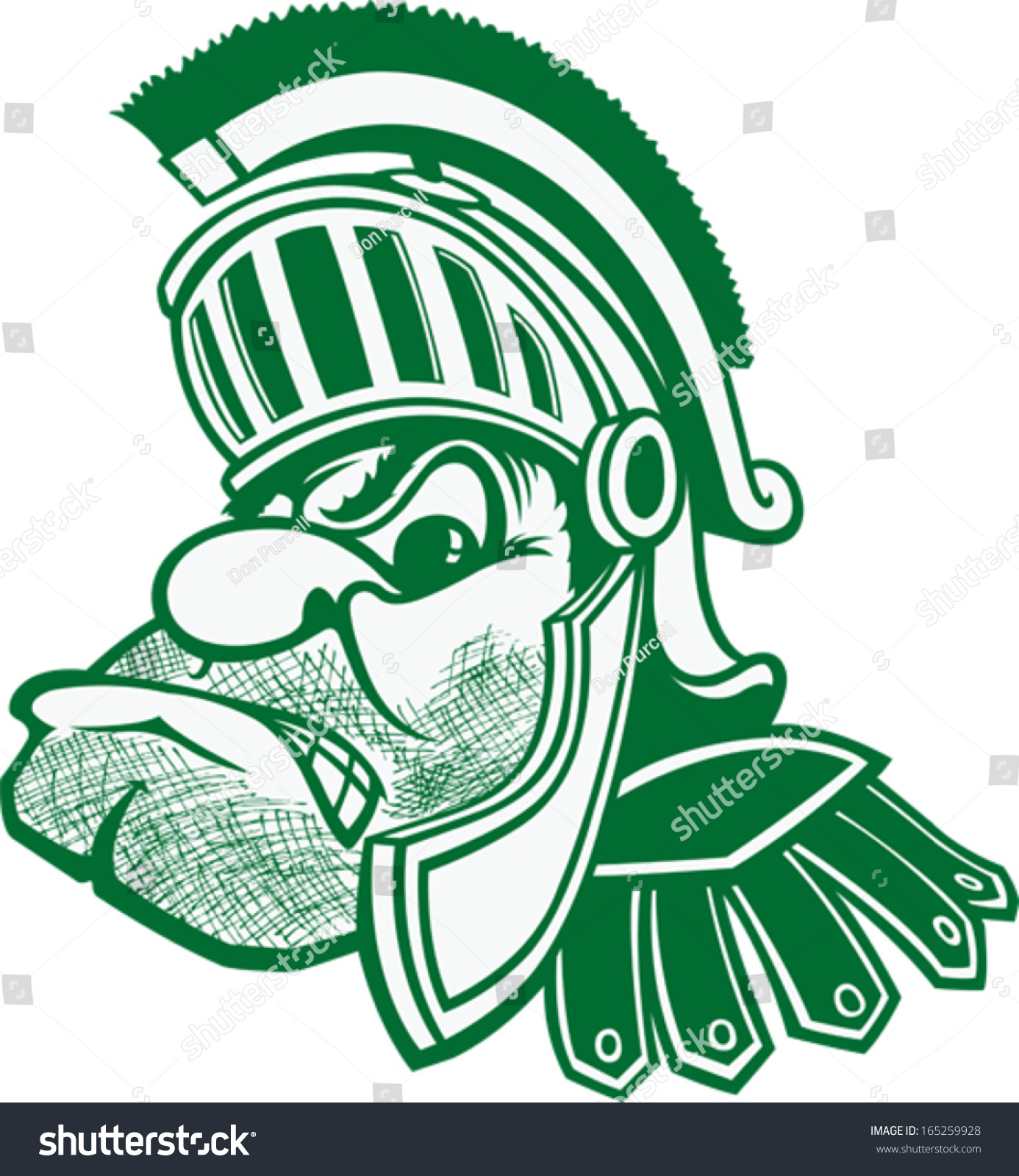 Spartan Cartoon Bust Spartan Helmet Plume : image vectorielle de stock