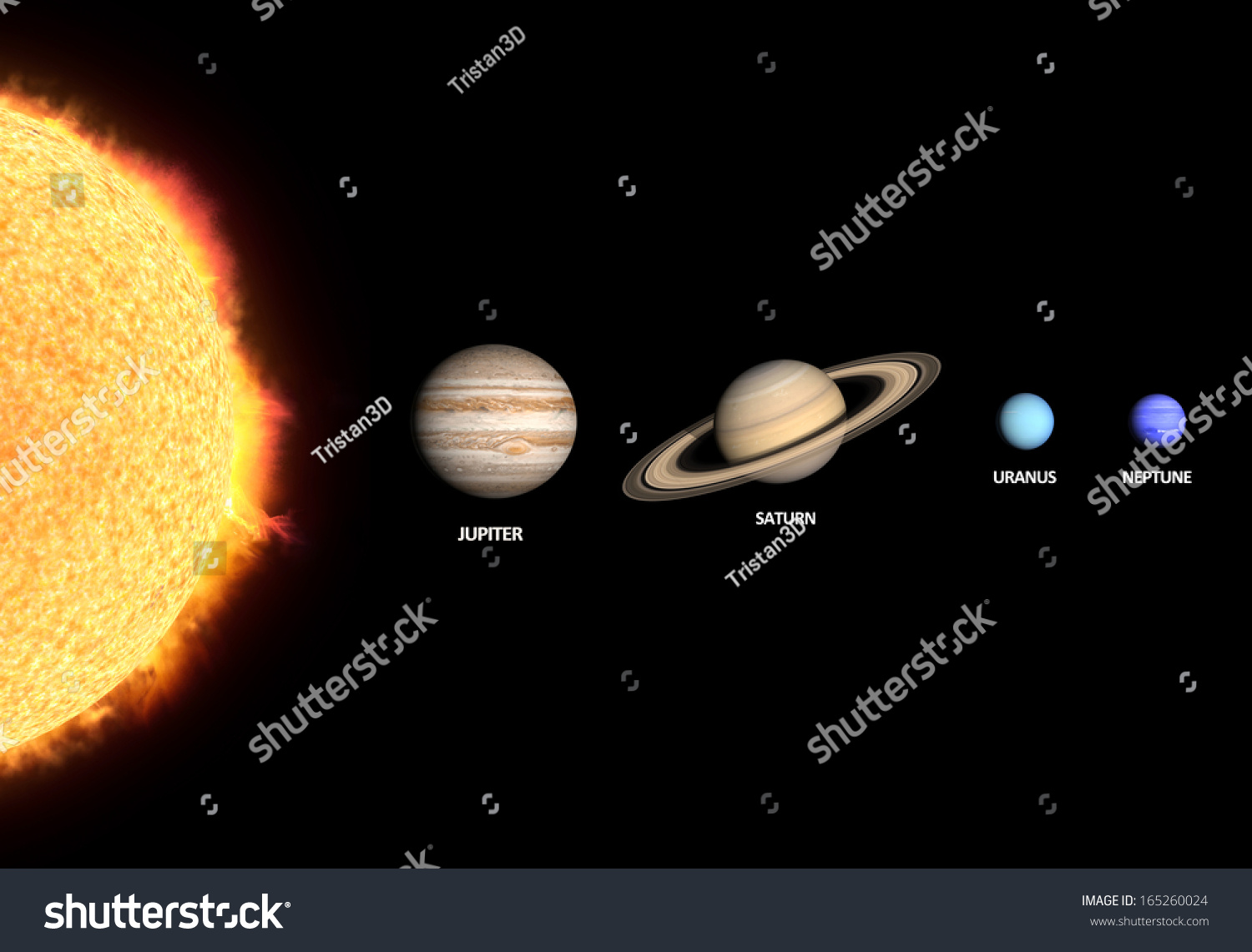 Rendered Comparison Planets Jupiter Saturn Uranus Stock Illustration ...