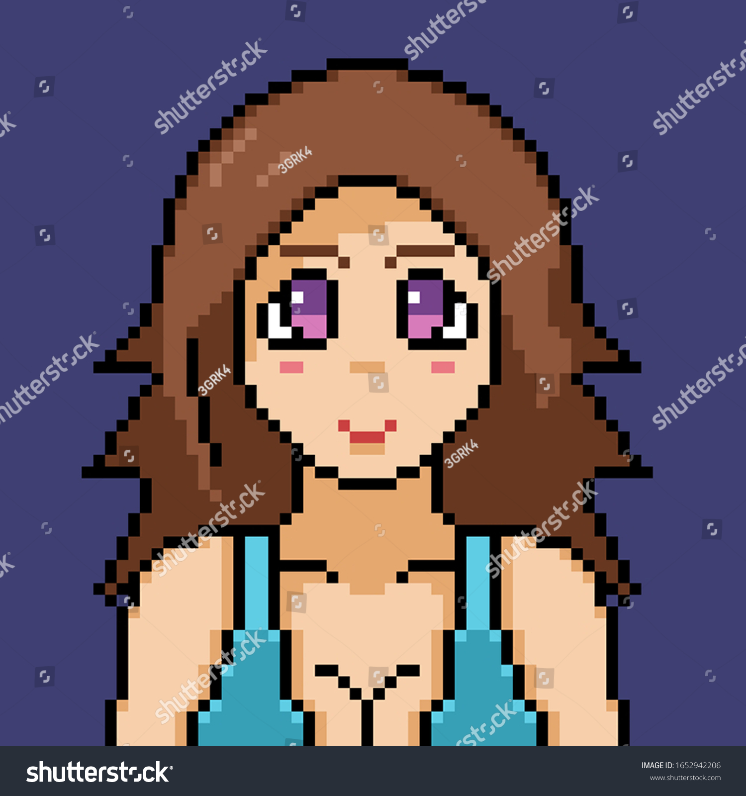 Pixel Art Cute Anime Girl Stock Illustration 1652942206 | Shutterstock