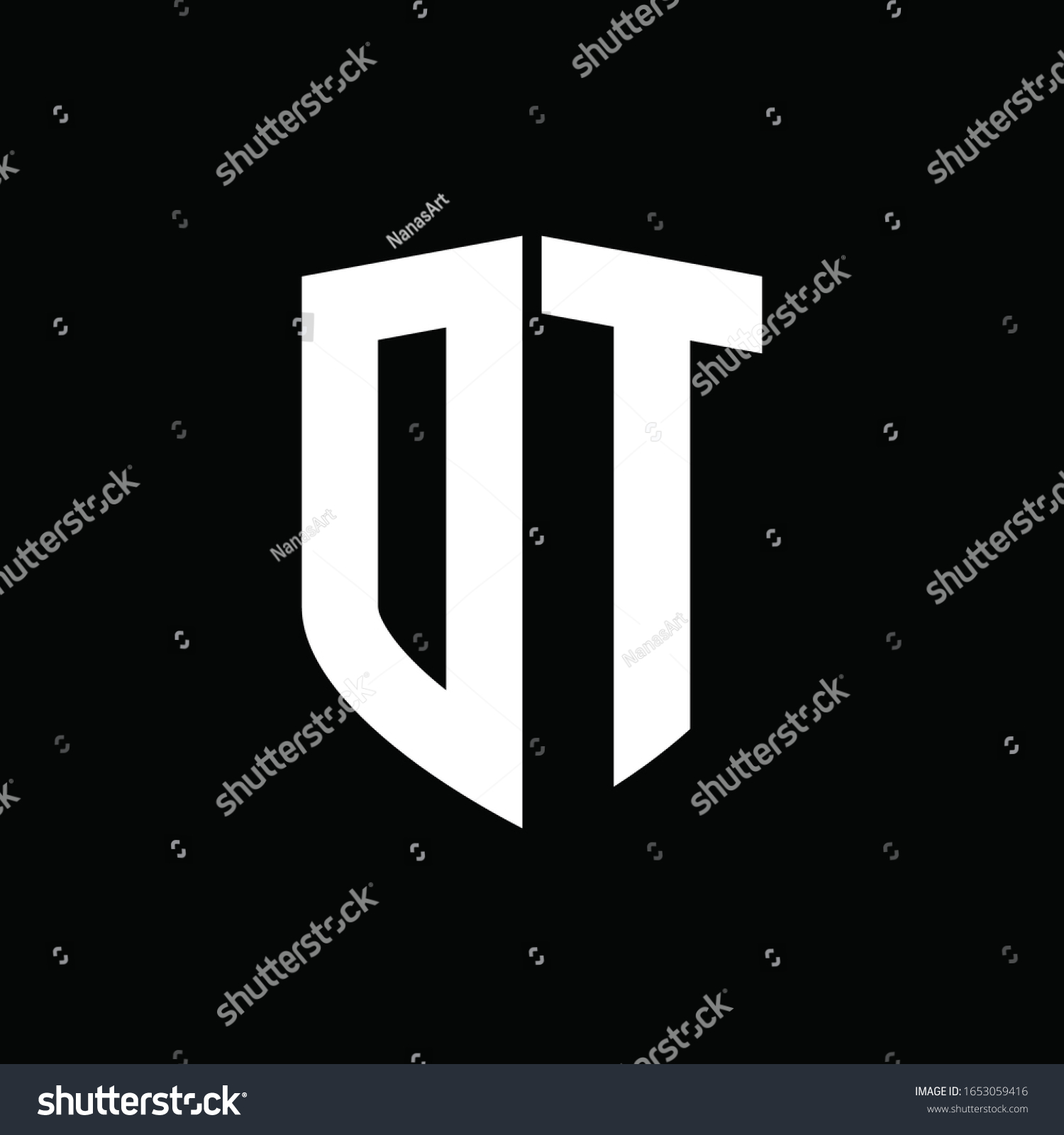 Dt Logo Monogram Shield Shape Design Stock Vector (Royalty Free ...