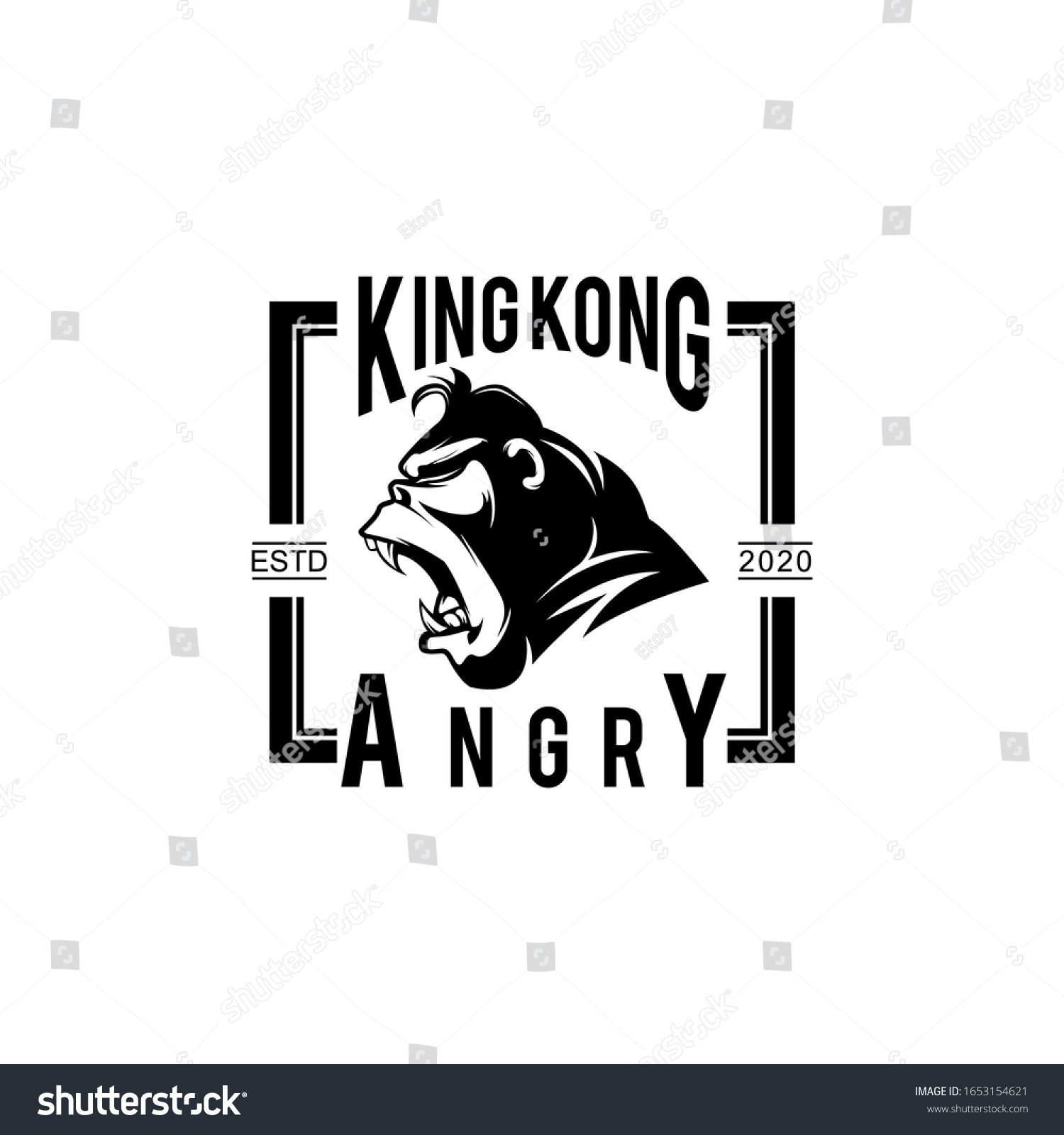 Angry King Kong Gorilla Square Badge Stock Vector Royalty Free Shutterstock