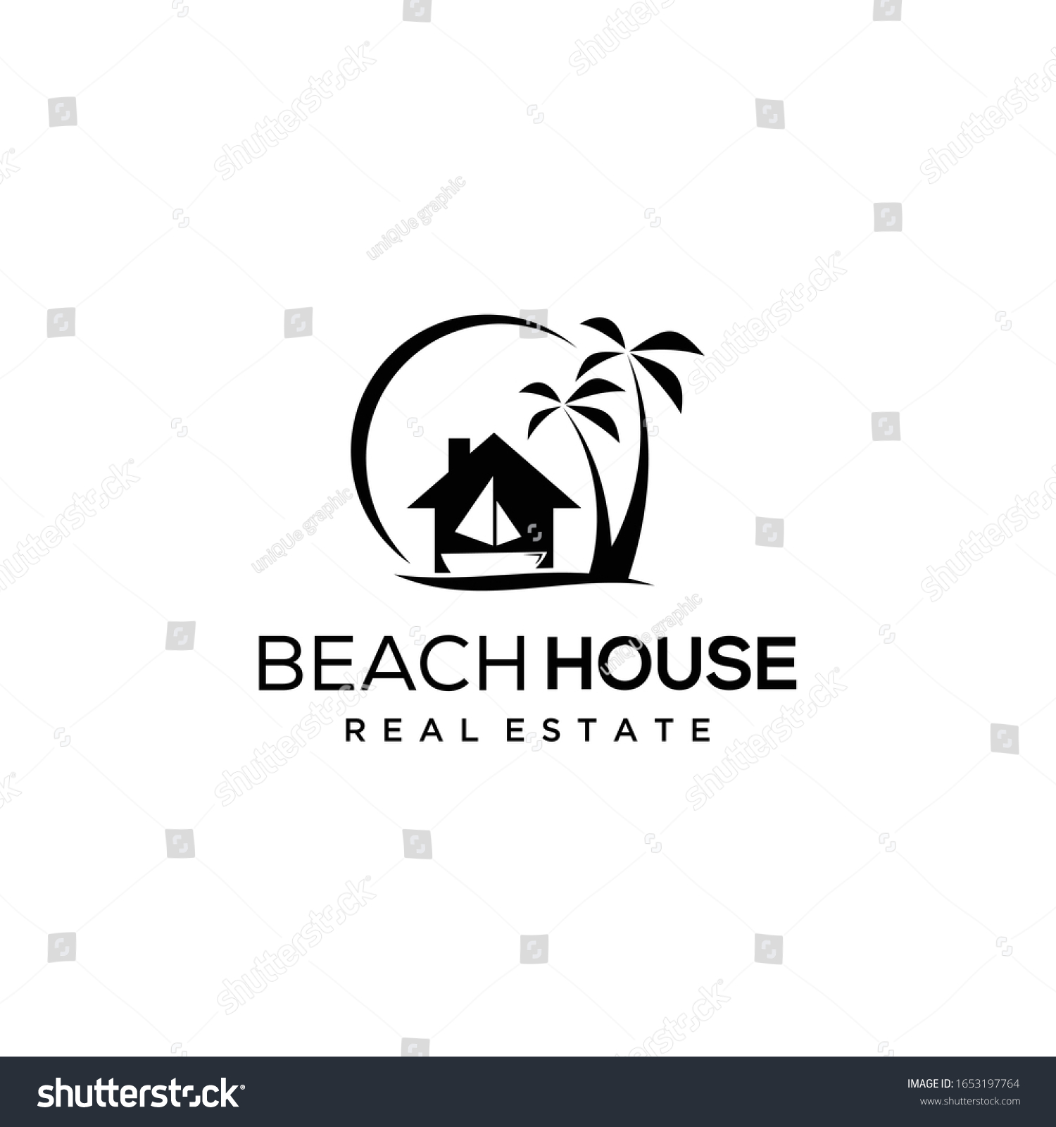 Creative Beauty Beach Modern Minimalist House Stock Vector (Royalty ...