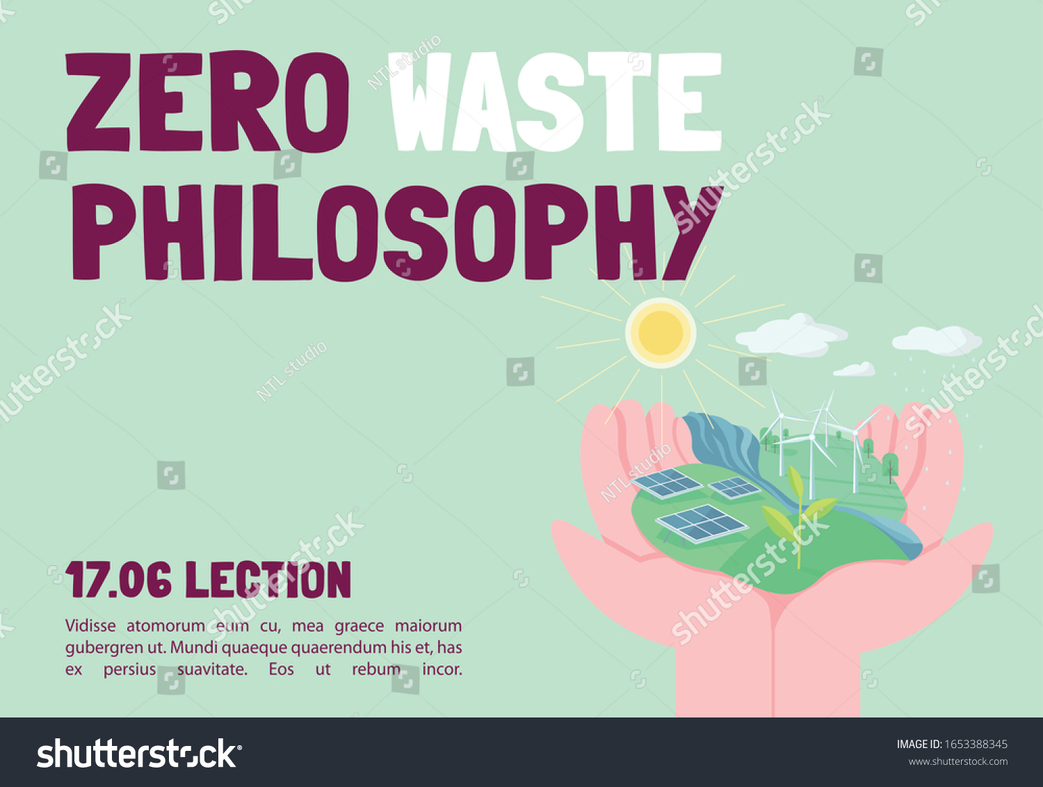 Zero Waste Philosophy Banner Flat Vector Stock Vector (Royalty Free ...