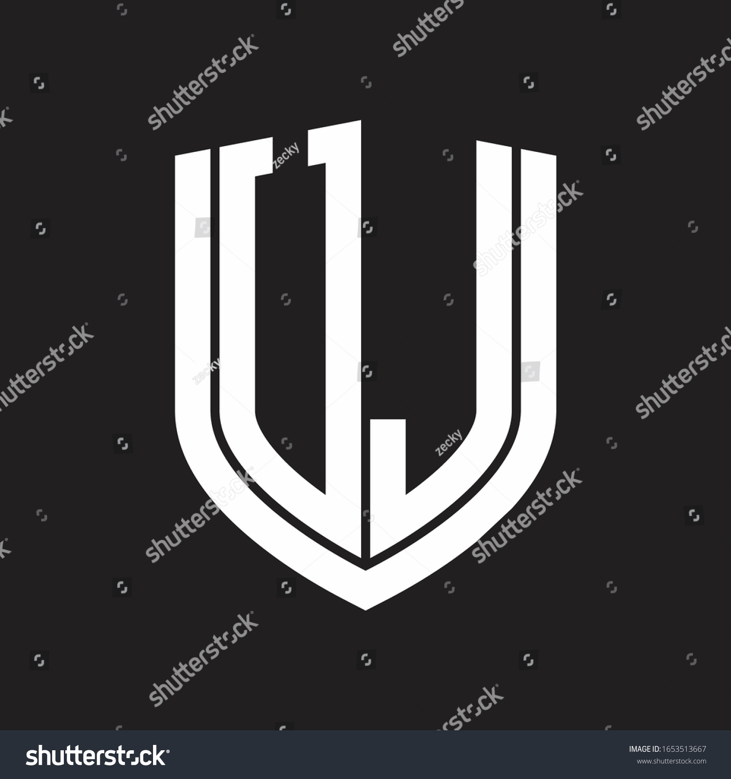 Uj Logo Monogram Emblem Shield Design Stock Vector (Royalty Free ...