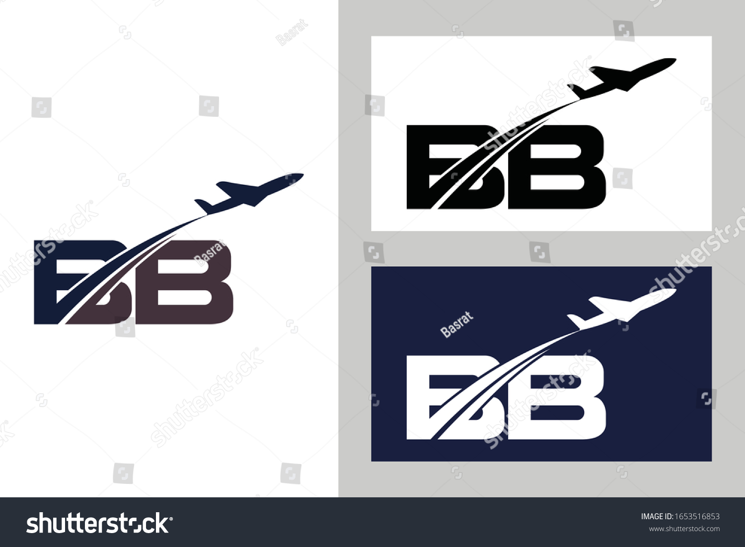 Initial Letter B B Aviation Logo Stock Vector (Royalty Free) 1653516853 ...