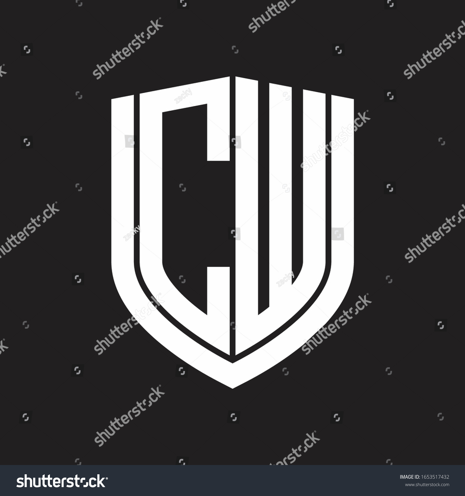 Cw Logo Monogram Emblem Shield Design Stock Vector (Royalty Free ...