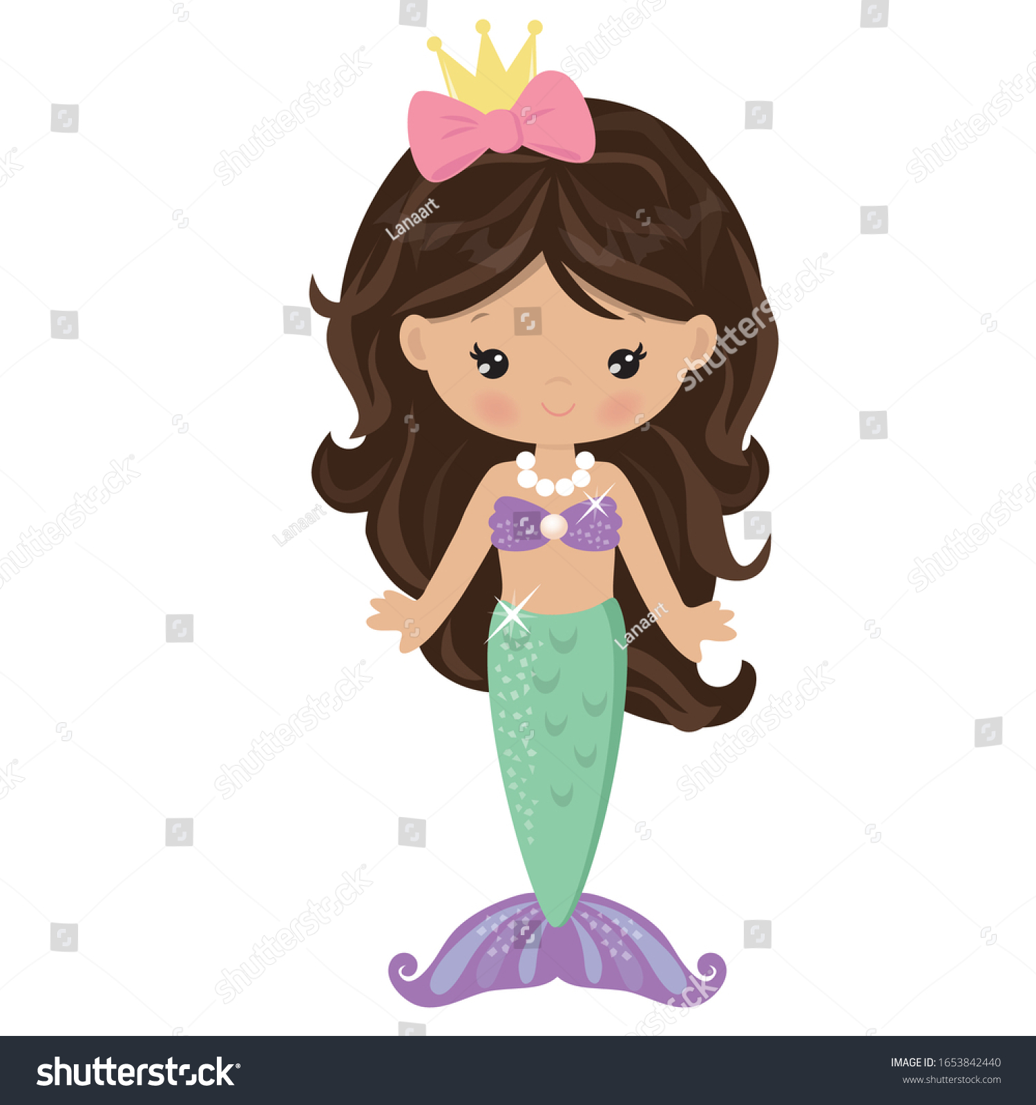 Mermaid Sea Princess Vector Cartoon Illustration Stock Vector (Royalty ...