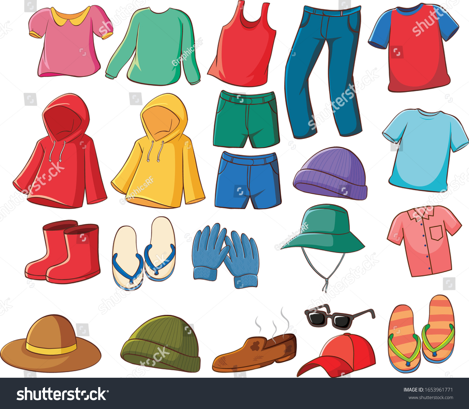 Big Set Clothes On White Background Stock Vector (Royalty Free ...