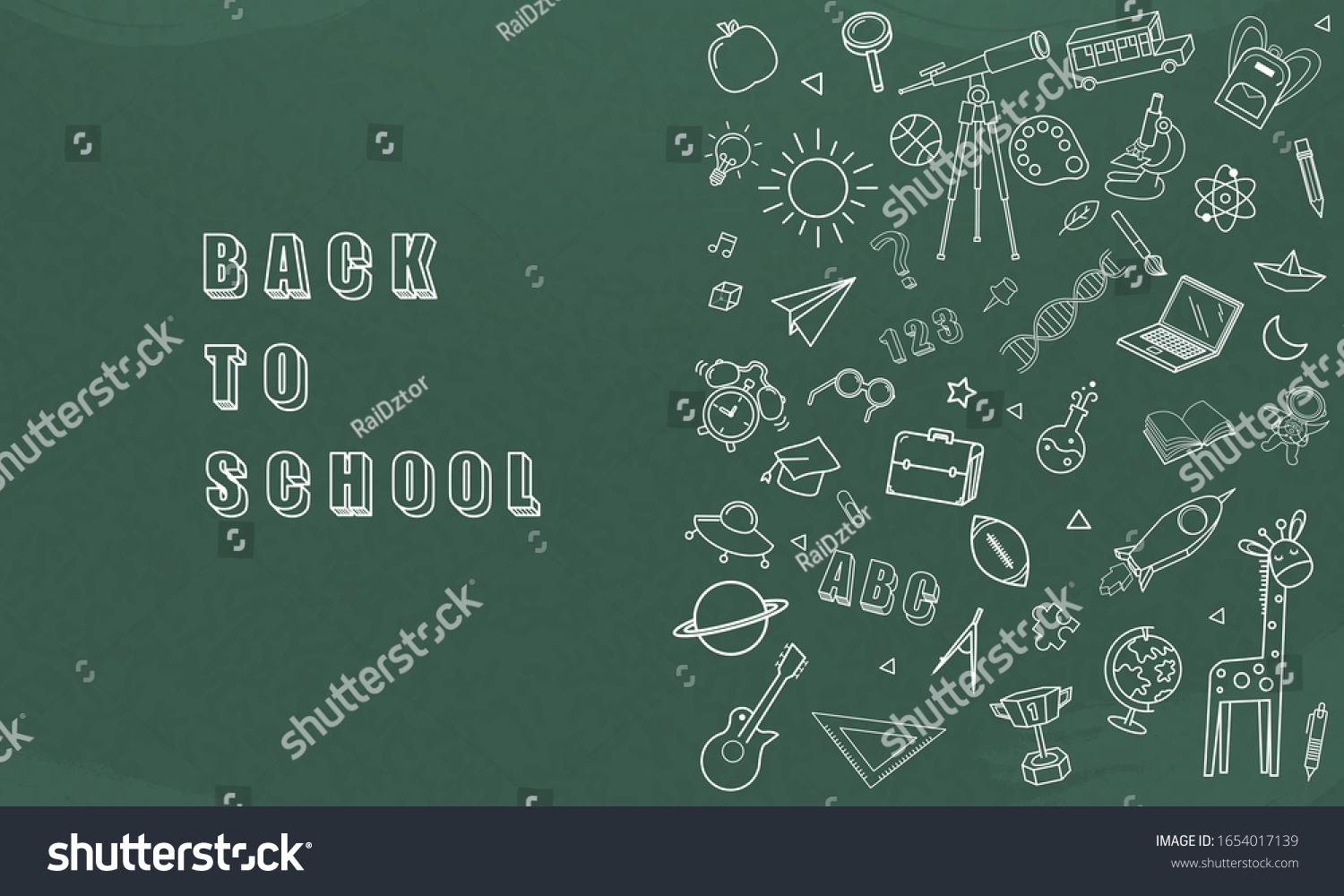 Concept Education School Chalkboard Different Stuff Stock Vector ...