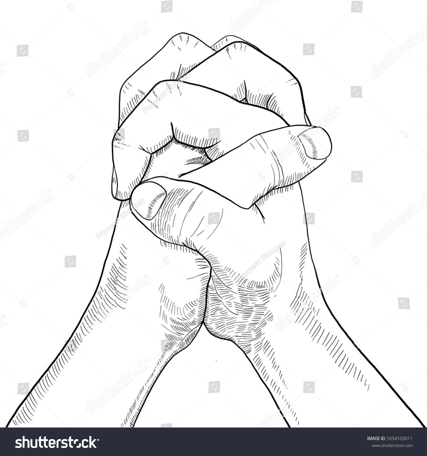 Praying Hands Drawing Image Hd Stock Illustration 1654103011 | Shutterstock