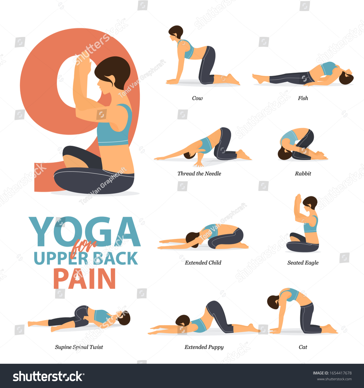 Infographic 9 Yoga Poses Upper Back Stock Vector (Royalty Free ...