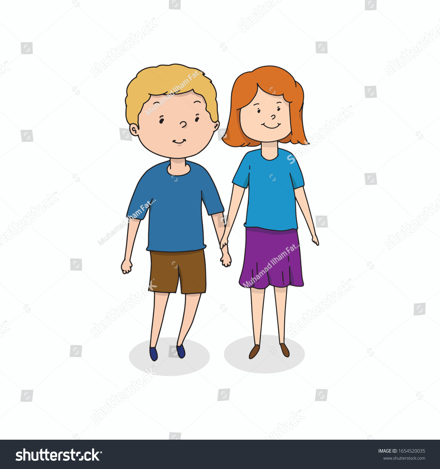 Little Girl Boy Standing Together Stock Vector (Royalty Free ...