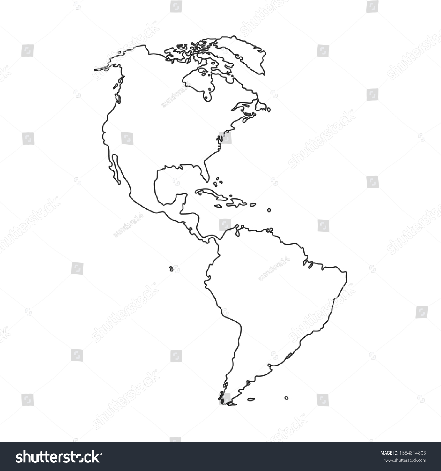 Detailed Line Vector World Map Continental Stock Vector (Royalty Free ...