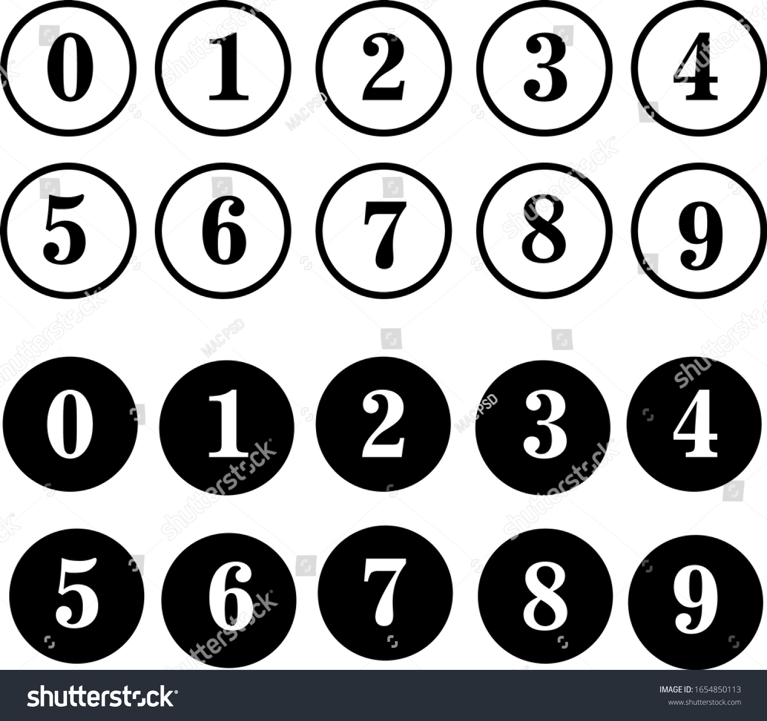 Vector Numbers 0 9 Circle Borders Stock Vector (Royalty Free ...