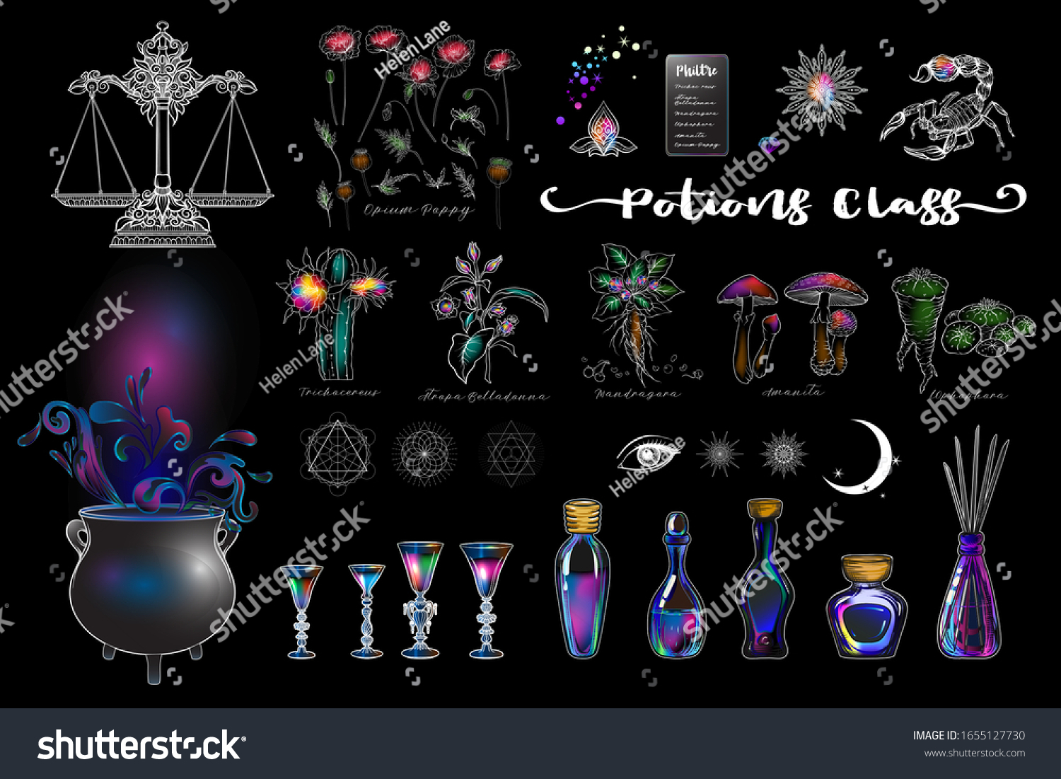 Clip Art Set Elements Potions Class Stock Vector (Royalty Free ...