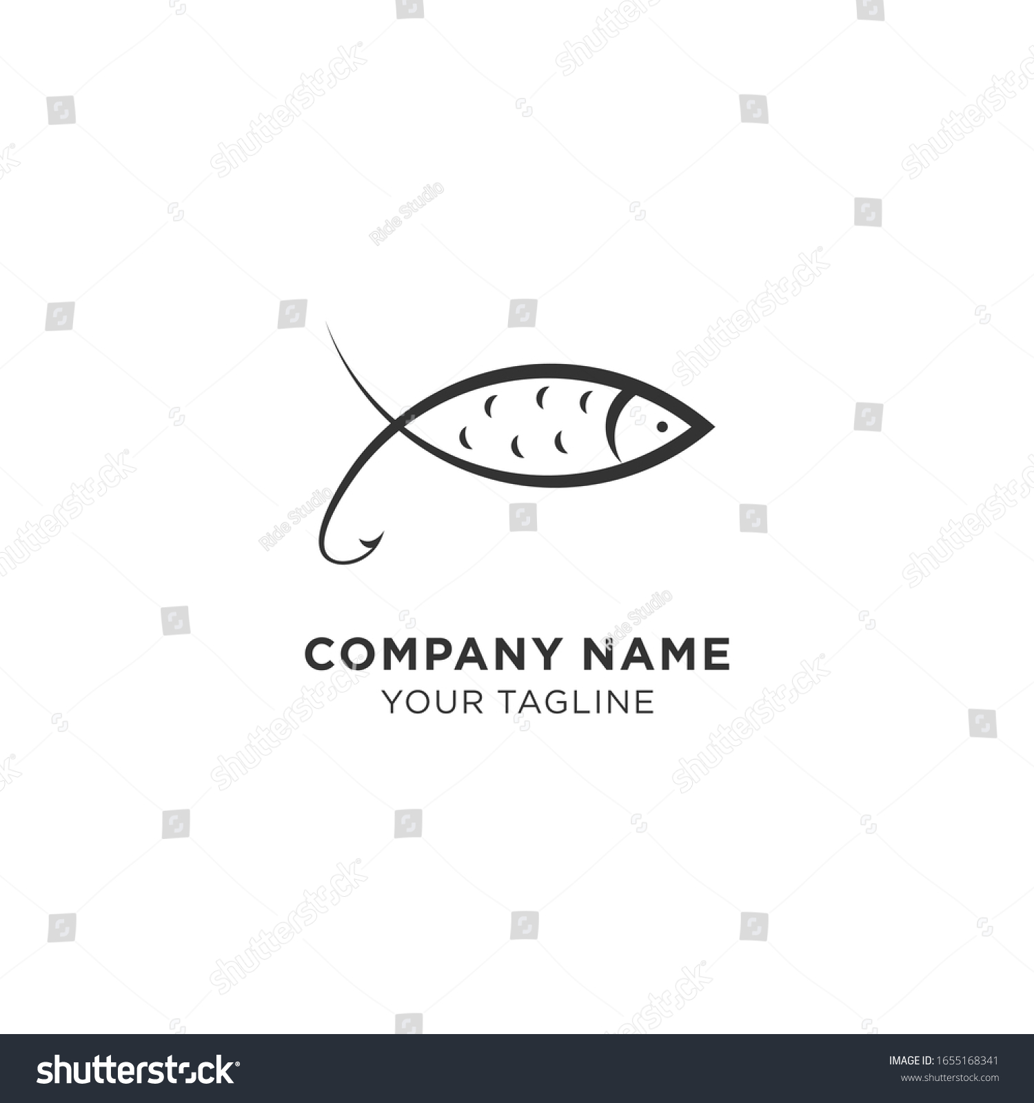 Fish Logo Linear Outline Style Food Stock Vector (Royalty Free ...