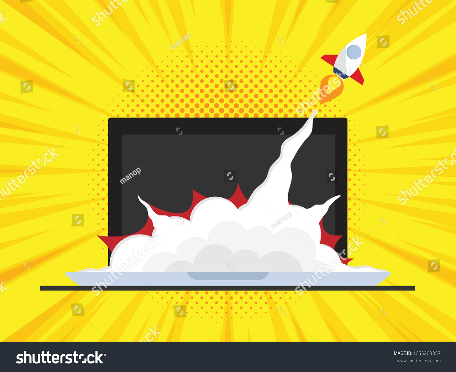 Rocket Launch Laptop Business Startup Concept Stock Vector (Royalty ...