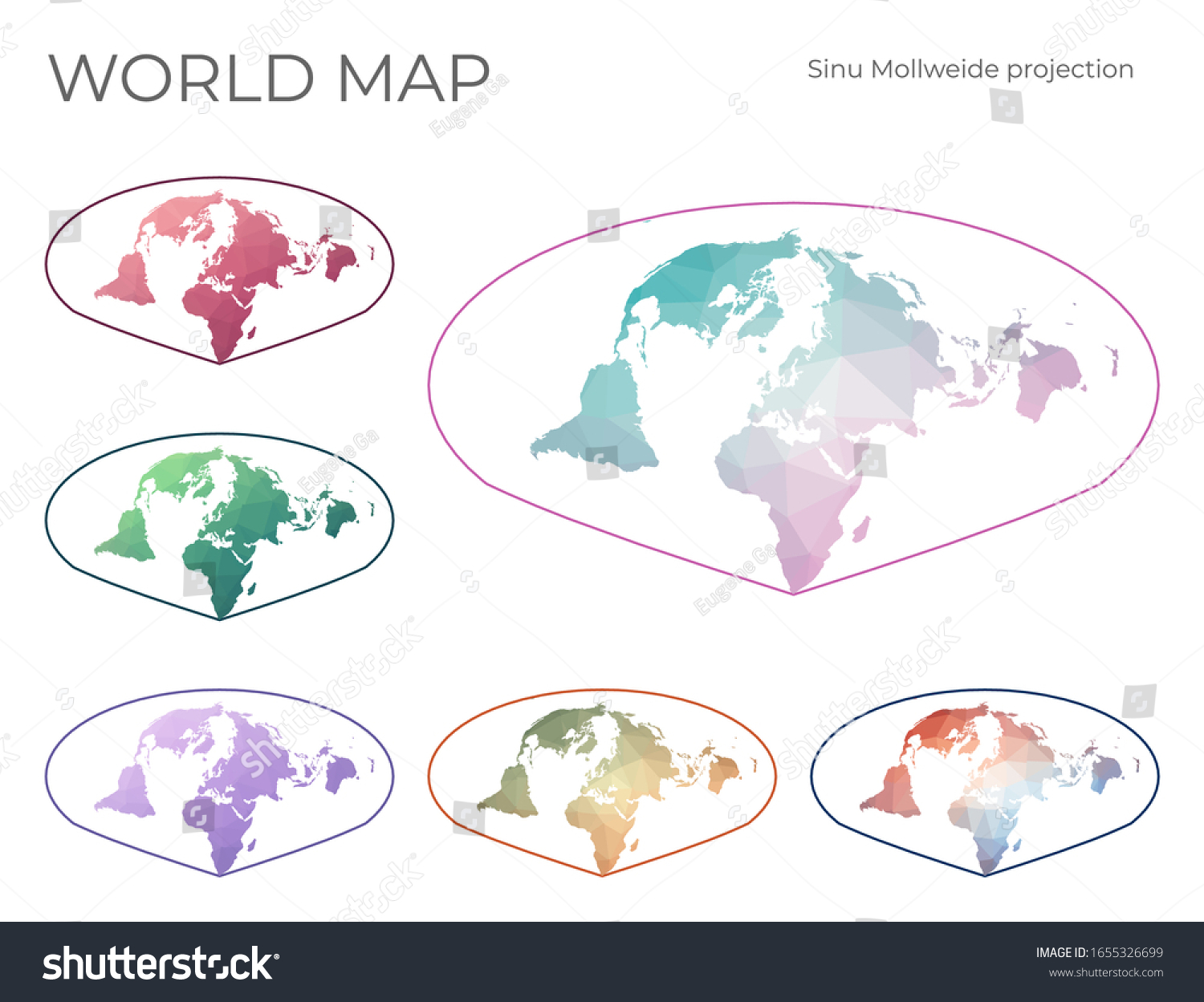 Low Poly World Map Set Allen Stock Vector (Royalty Free) 1655326699 ...