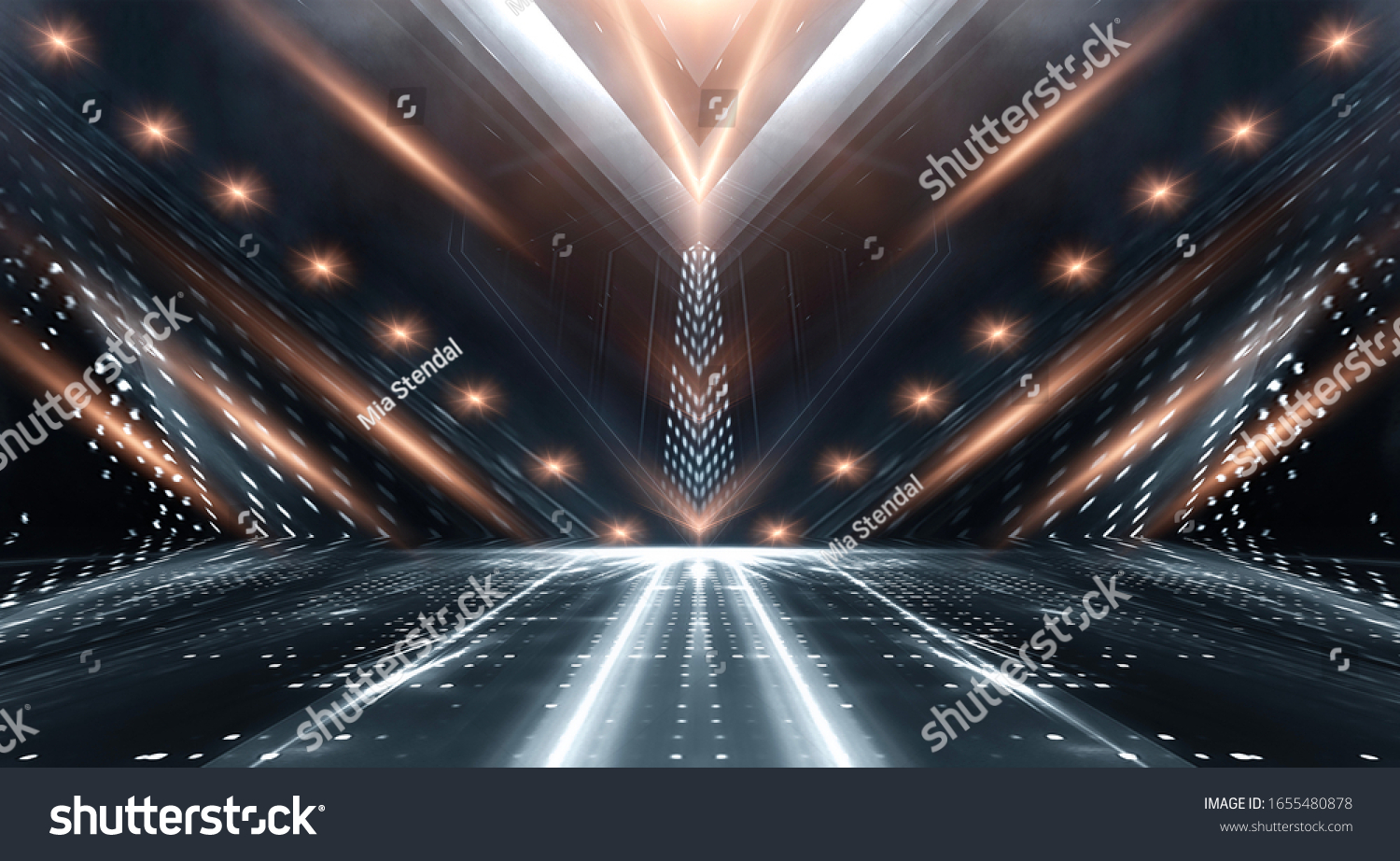 Dark Abstract Futuristic Background Neon Lines Stock Illustration ...