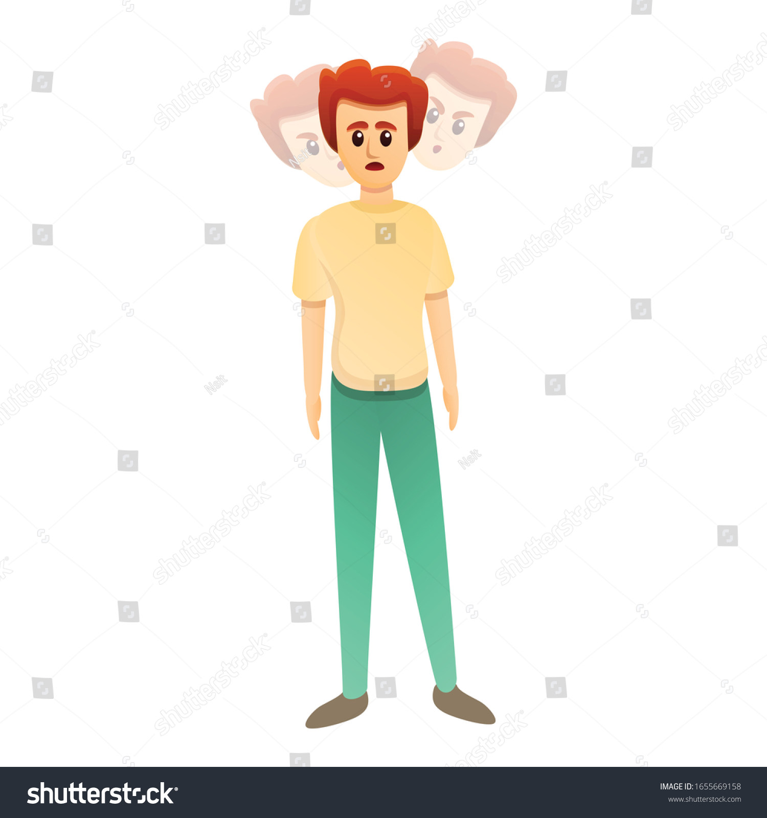Bipolar Disorder Man Icon Cartoon Bipolar Stock Vector (Royalty Free
