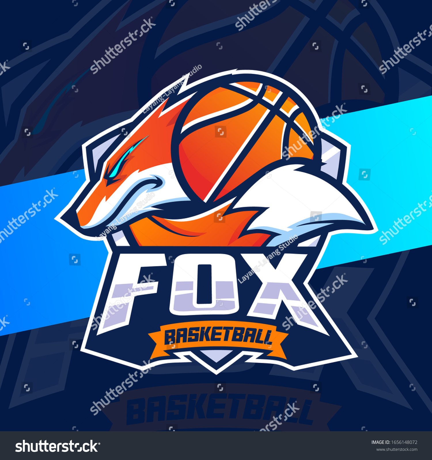 Fox Mascot Basketball Sport Logo Design Stock Vector (Royalty Free ...