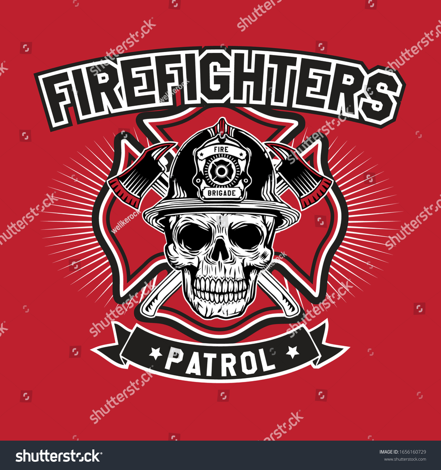 Fire Fighters Helmet Skull Emblem Badge Stock Vector (Royalty Free