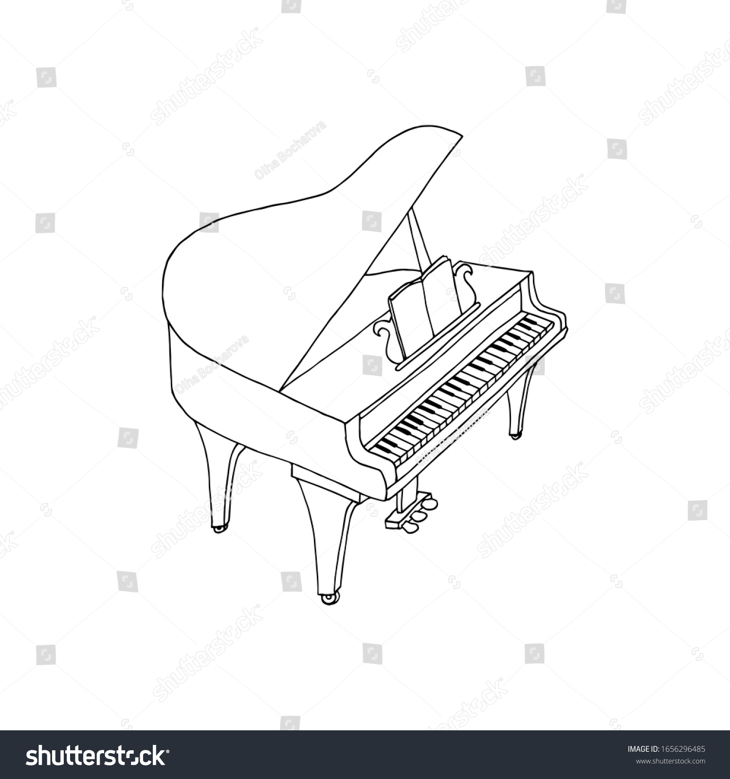 Vector Illustration Hand Drawn Grand Piano Stock Vector (Royalty Free ...