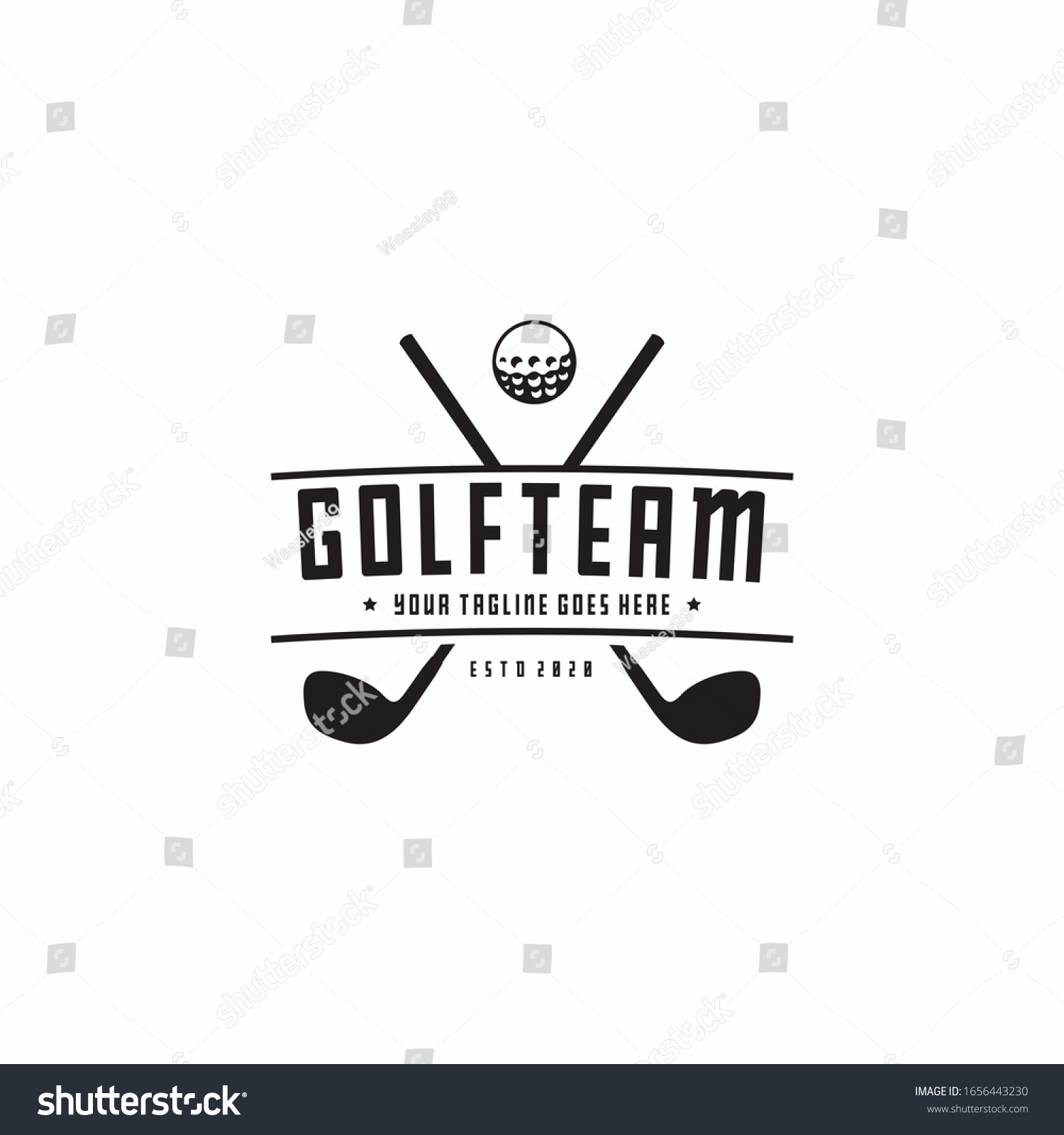 Golf Logo Design Vintage Retro Crossed Stock Vector (Royalty Free ...